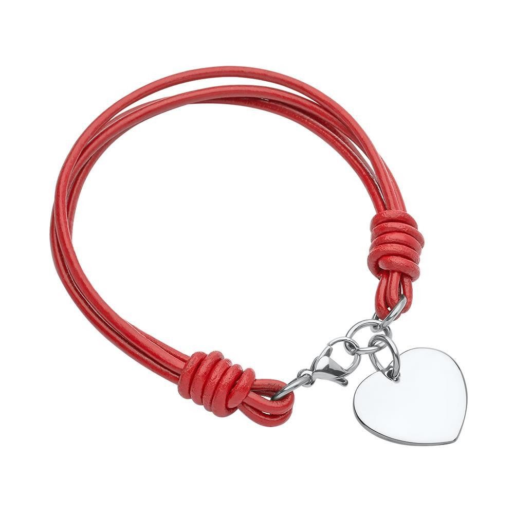 Unique Lederarmband Rotes Lederarmband mit Edelstahl günstig online kaufen