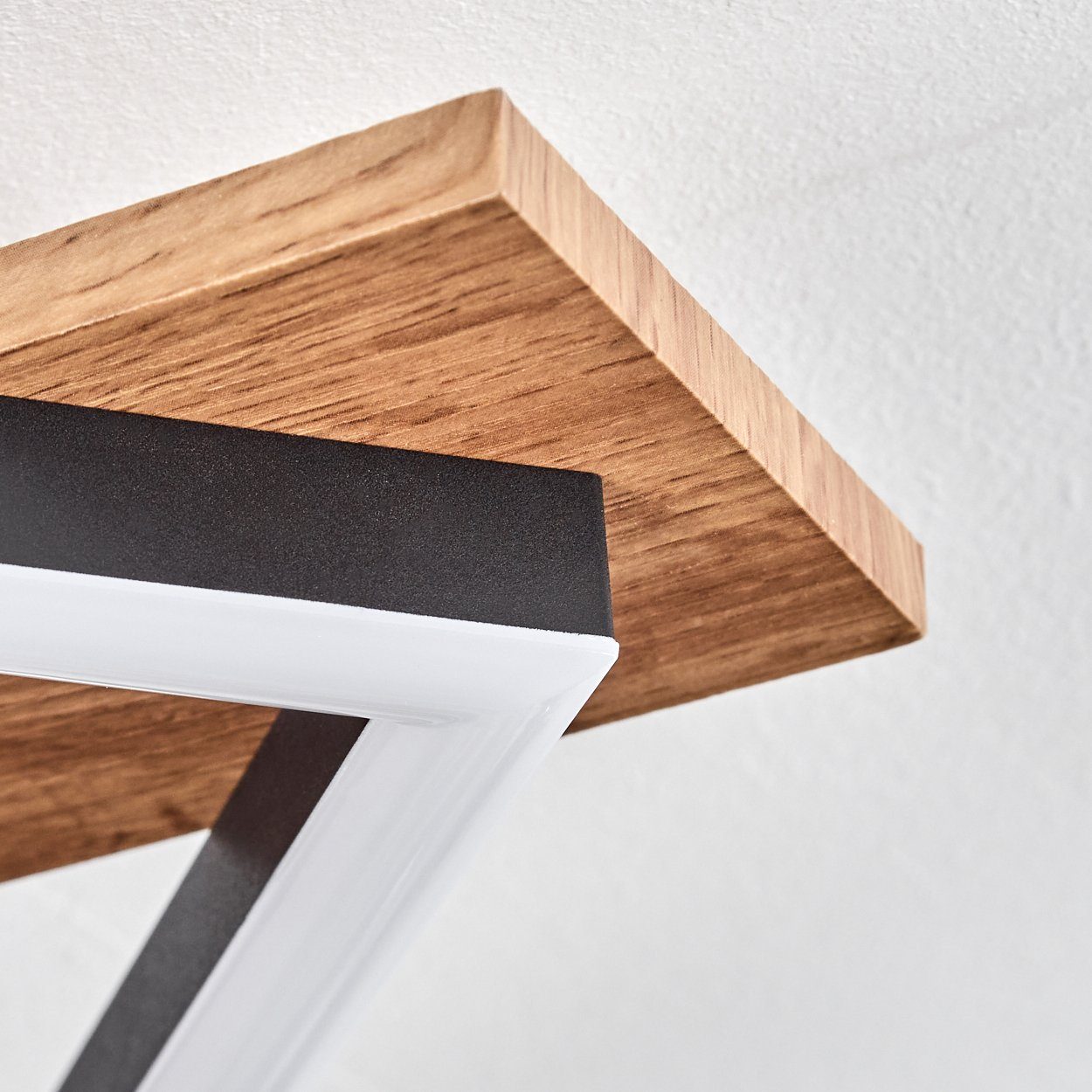 hofstein Deckenleuchte Deckenlampe aus Metall/MDF/Kunststoff in Schwarz/Holzoptik/Weiß, LED fest integriert, 3000 Kelvin, 2-flammig, 18 Watt, 2100 Lumen, 3000 K – Bild 5 von 5