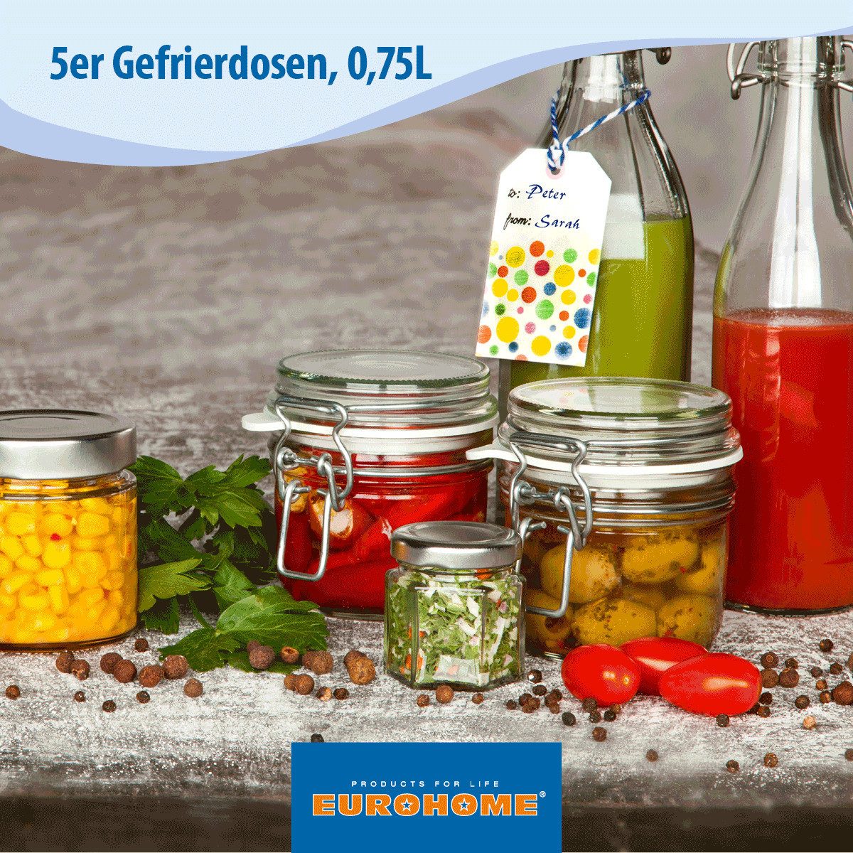 EUROHOME Vorratsdose Gefrierdosen Set 0,75L zum Frischhalten und Gefrieren, Kunststoff, (Set, 1-tlg., Frischhaltedose im 5er Set), Gefrierdosen mit fest Deckel  – Bild 5 von 5