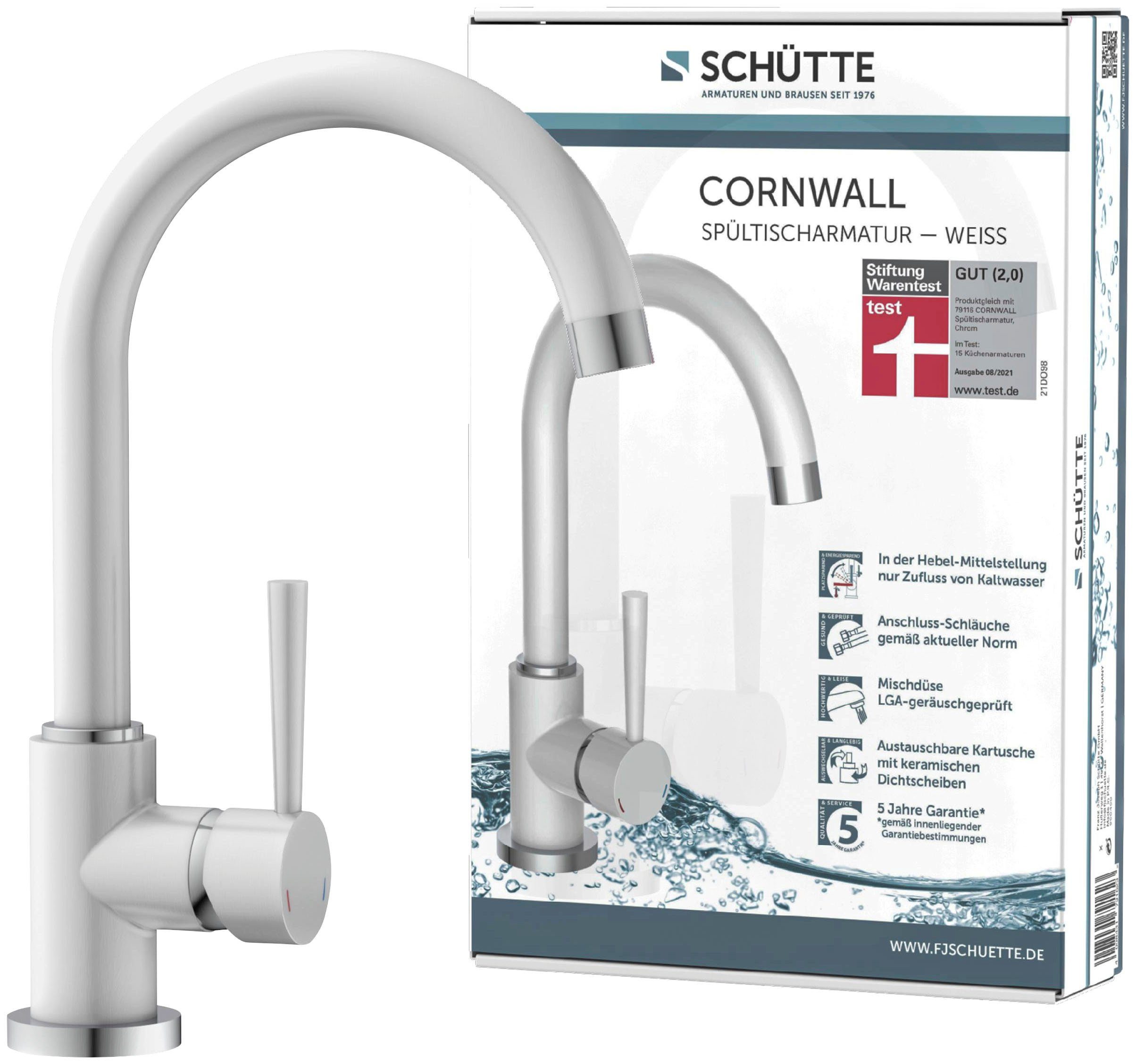 Schütte Spültischarmatur CORNWALL energiesparender Cold-Start, 360° schwenkbare Mischbatterie, Hochdruck