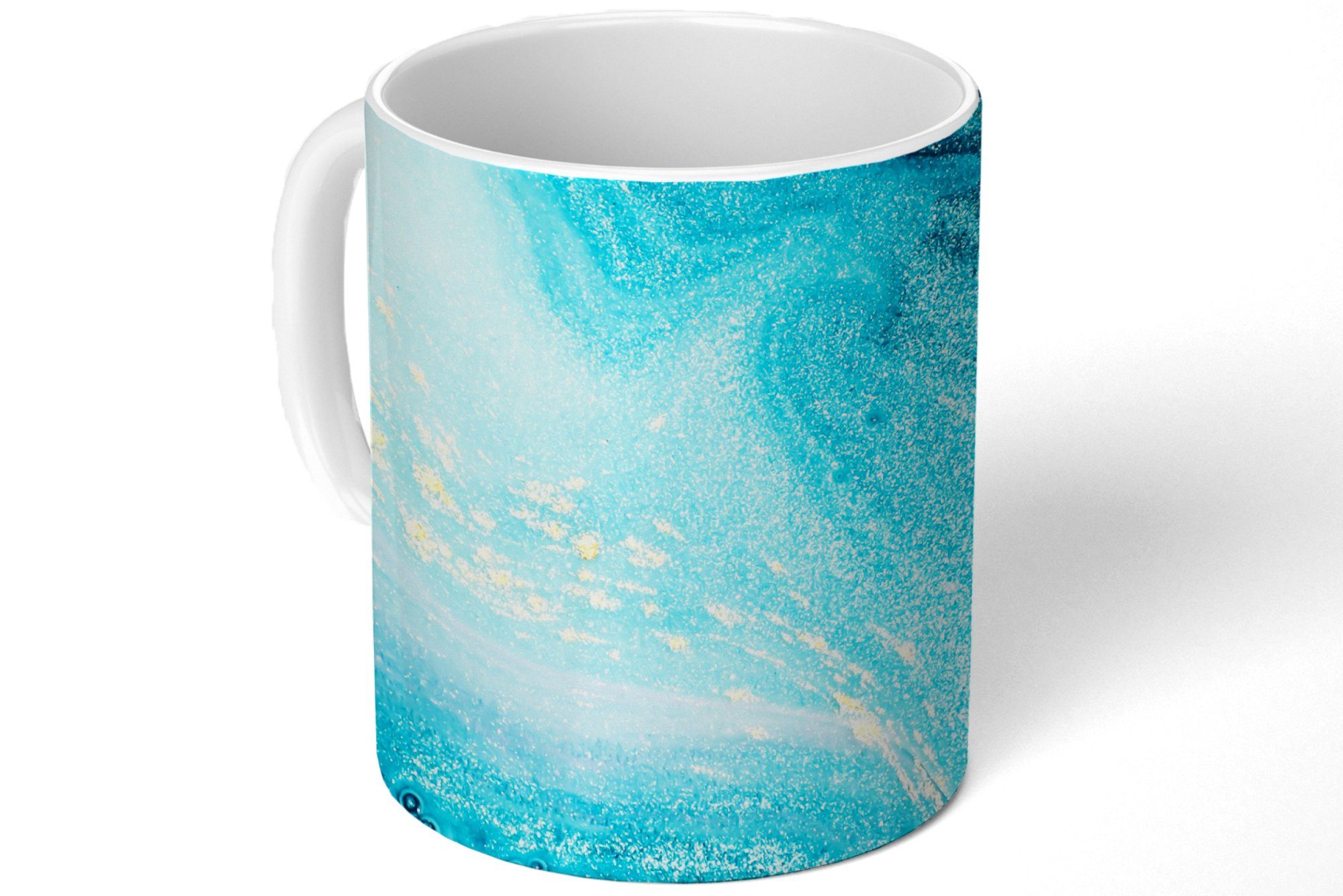 MuchoWow Tasse - Blau Marmoroptik Kaffeetassen, - - Teetasse, Teetasse, Keramik, Becher, Geschenk Marmor, Glitzer - Luxe Gold 
