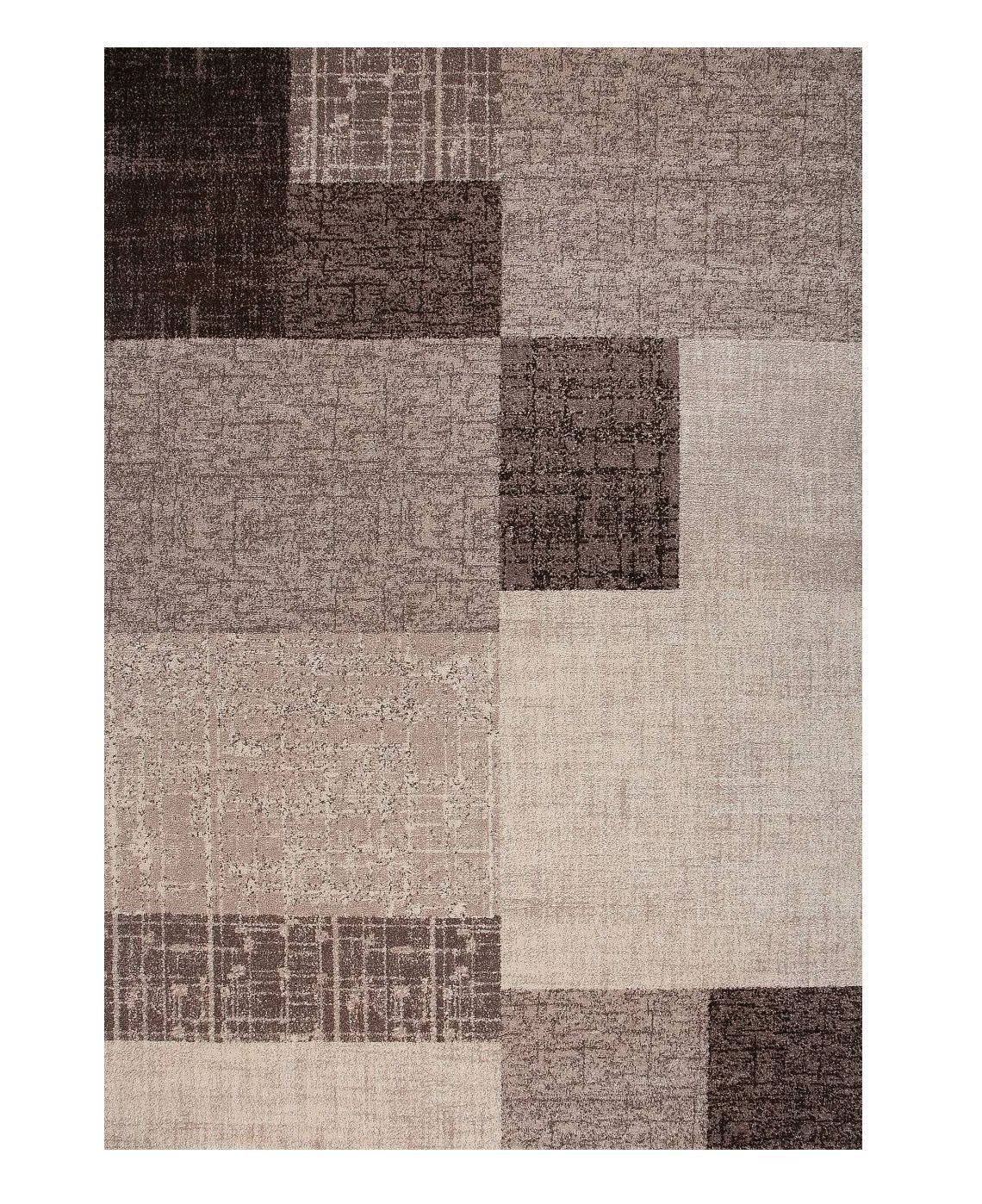 Vimoda Teppich Wohnzimmer Klassisch Karo- kariert Design, Rechteckig, Höhe: 5 mm, Läufer Kachel Optik in Türkis Grau Gelb & Lila Teppich Schlafzimmer