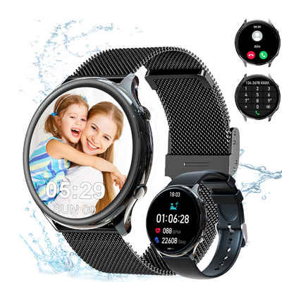 Powerwill Smartwatch für Damen Herren, 1,39 Zoll Touchscreen Smart Watch Smartwatch (1,39 " Zoll), mit Bluetooth Anrufe,P67 Wasserdicht Fitnessuhr, Bluetooth Anrufe, IP67 Wasserdicht Fitnessuhr Sportuhr für iOS Android