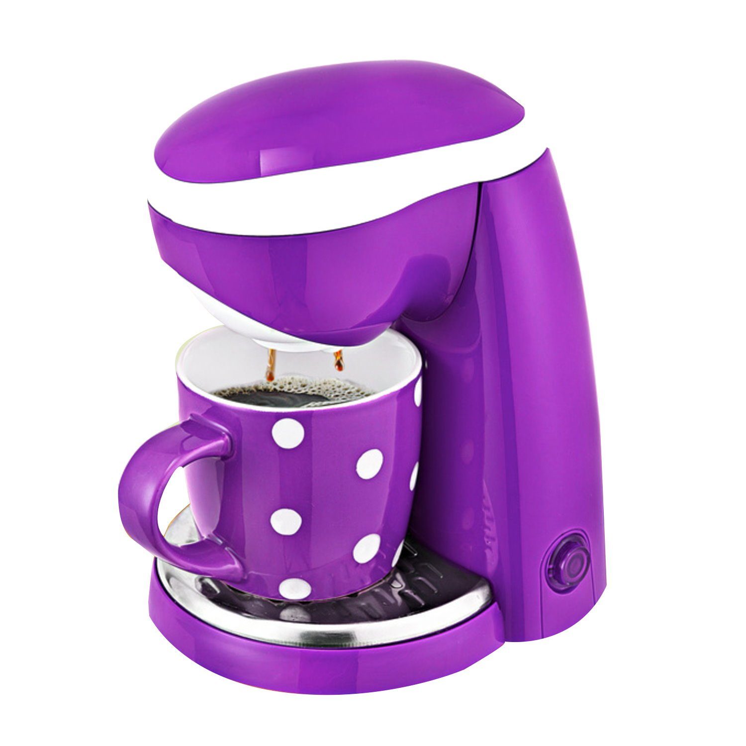 dynamic24 Filterkaffeemaschine, Mini-Kaffeemaschine 400 W Reise  Kaffeemaschine Dauerfilter Camping Single lila