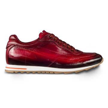 Lorenzi Herren Leder-Sneaker aus echtem Aal Leder in rot Sneaker Handgefertigt in Italien