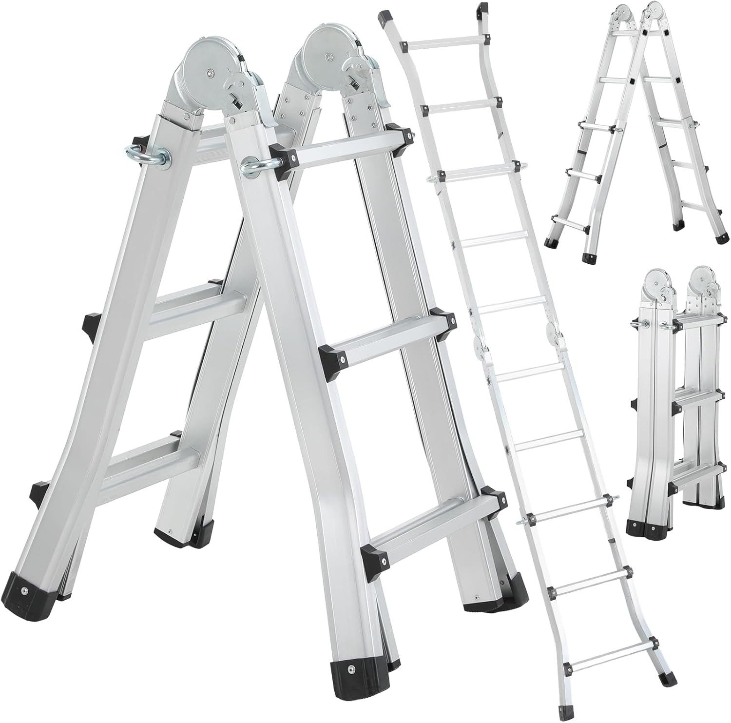 TLGREEN Teleskopleiter 2.86/3.98/4,8m Teleskop-Klappleiter aus Aluminiumlegierung, (3 in 1 Vielzweckleiter,4x5 Sprossen Aluleiter, Max.Tragfähigkeit 150KG), Tragbare Leiter für Haushalt und Outdoor-Arbeit