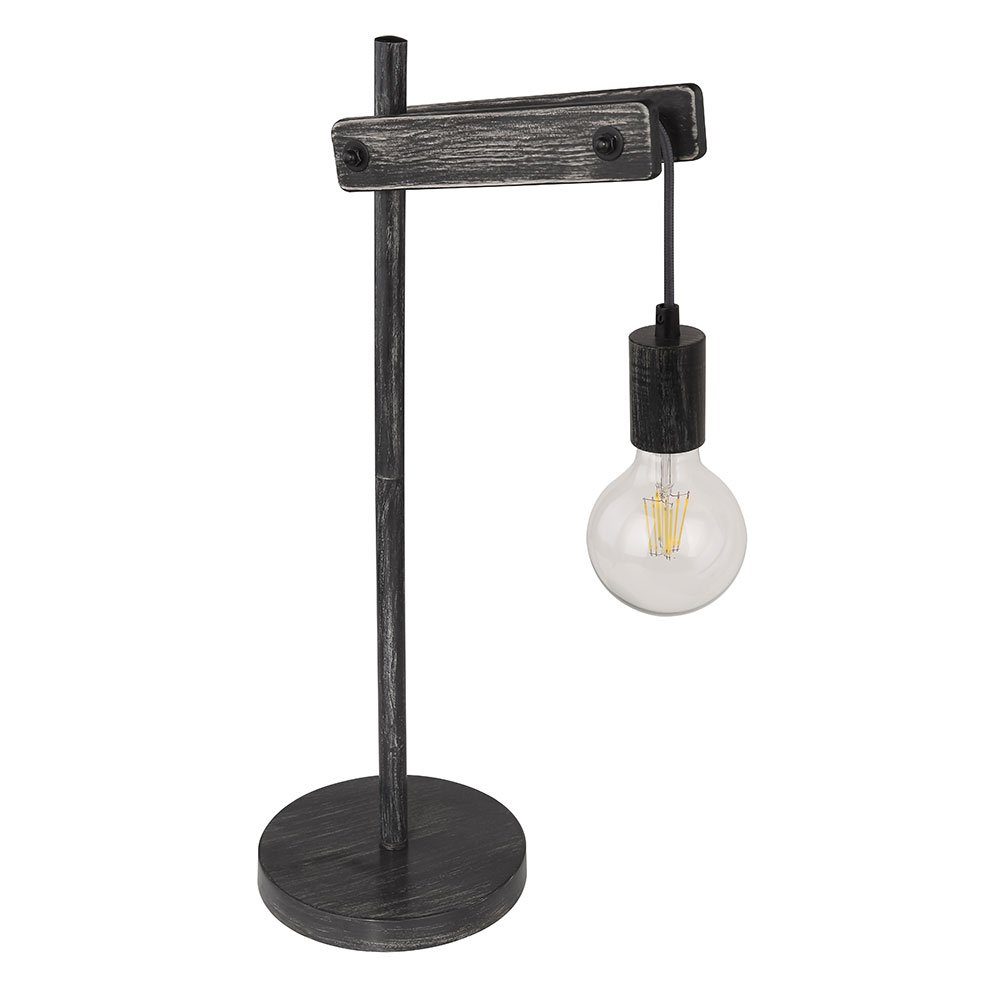 Tischleuchte, nicht inklusive, etc-shop Leuchtmittel Tischlampe schwarz LED Holzleuchte Beistellleuchte Nachttischleuchte