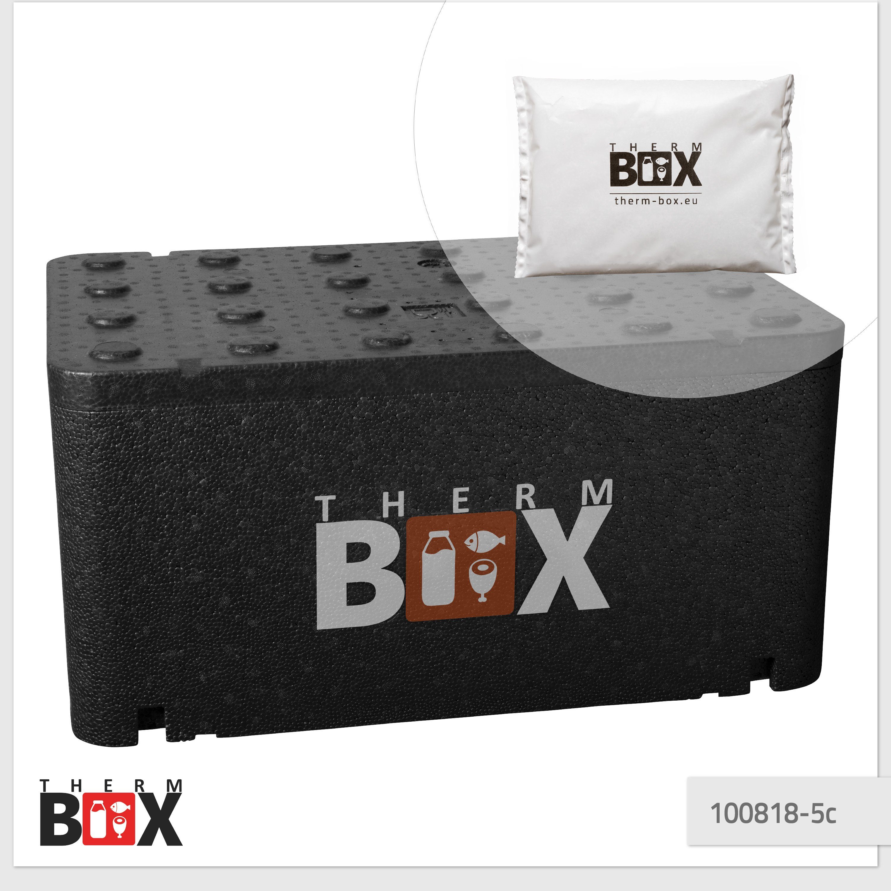 THERM-BOX Thermobehälter Profibox GN1 mit mit Transportbox Kühlkissen), Kühlbox Kühlkissen, 46,45L 54x34x24cm Styropor-Piocelan, (0-tlg., für Thermbox Kühlakku Innen: 5