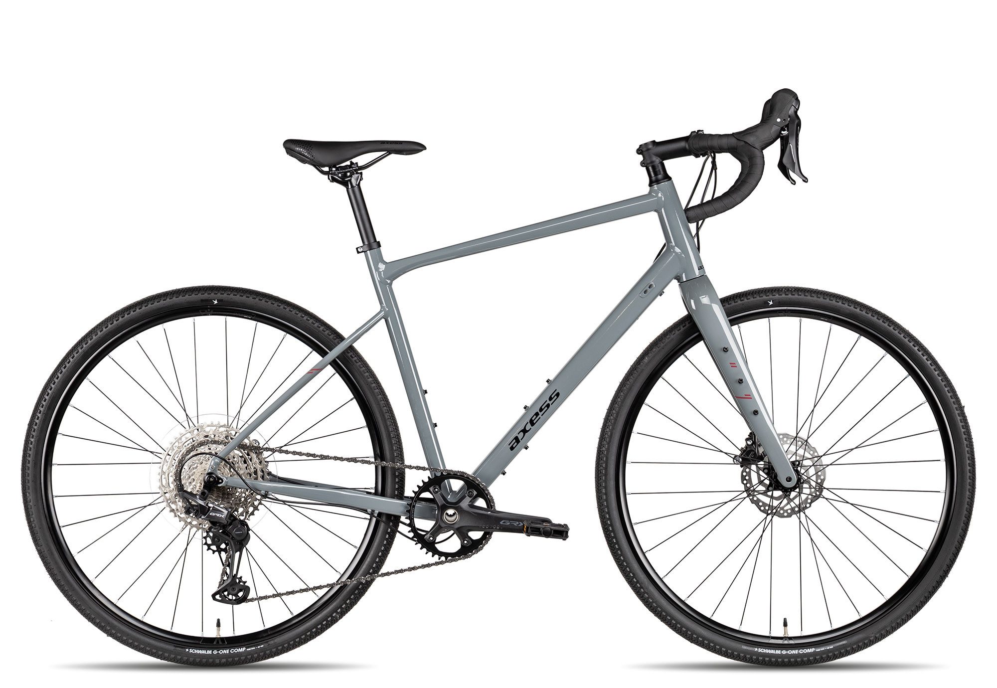 Axess Gravelbike CREED ADV, 12 Gang Shimano GRX RD-RX822, 12-Speed, Shadow Plus Schaltwerk, Kettenschaltung, hydraulische Scheibenbremse schwarz/grau