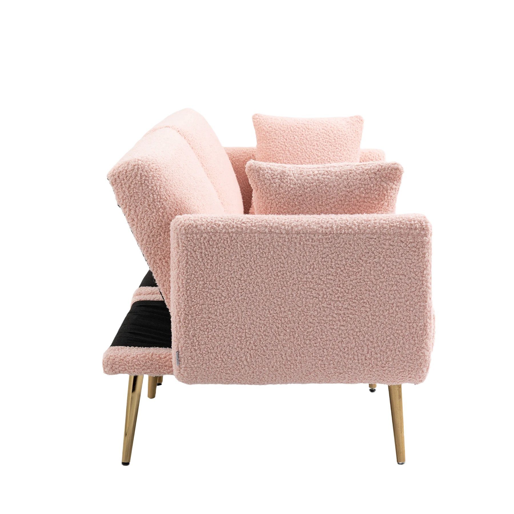 Celya Sofa rosa verstellbare Samtsofa, umwandelbar Rückenlehne, Doppelsofa