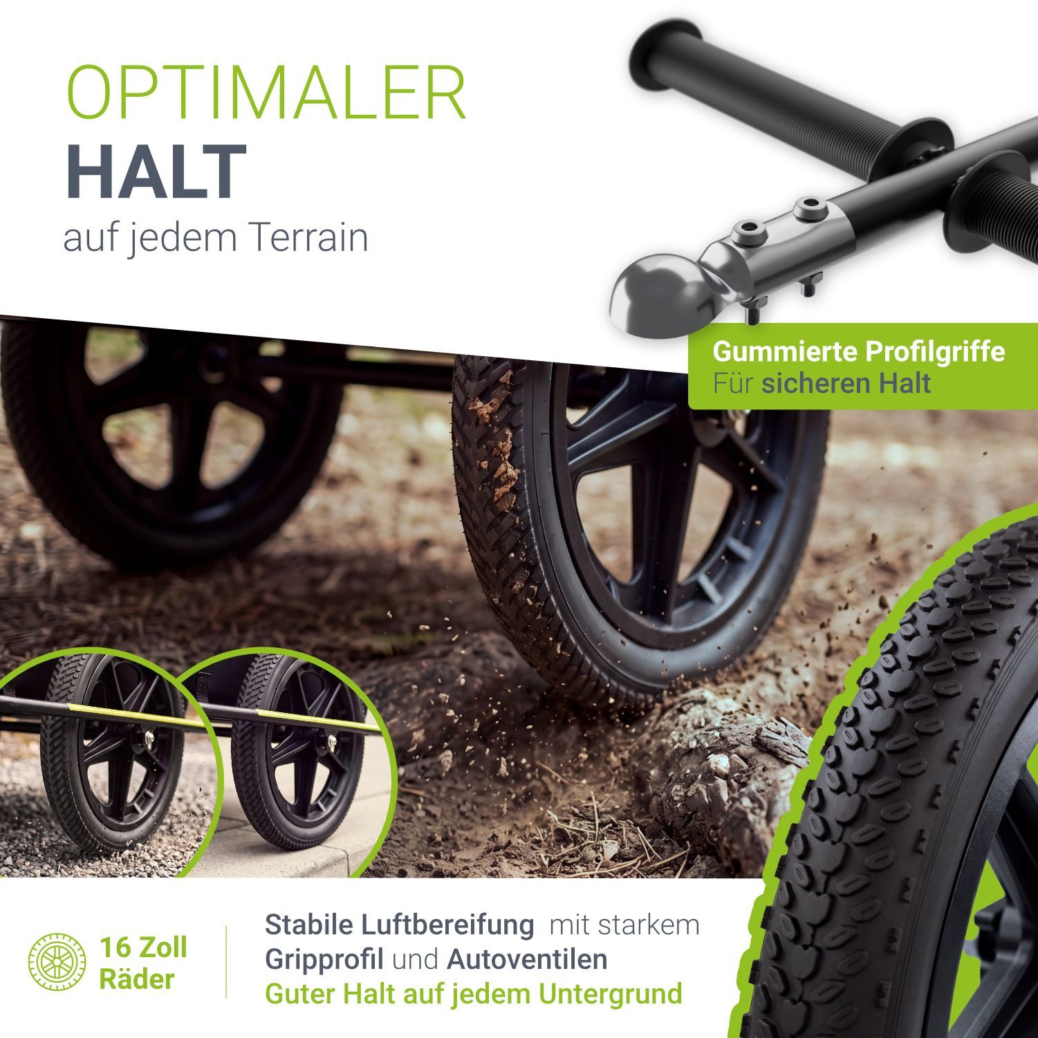 Juskys Fahrradlastenanhänger, 90 L Volumen, mit Handgriffen, inkl. Schutzplane, für 26/28 Zoll – Bild 4 von 5