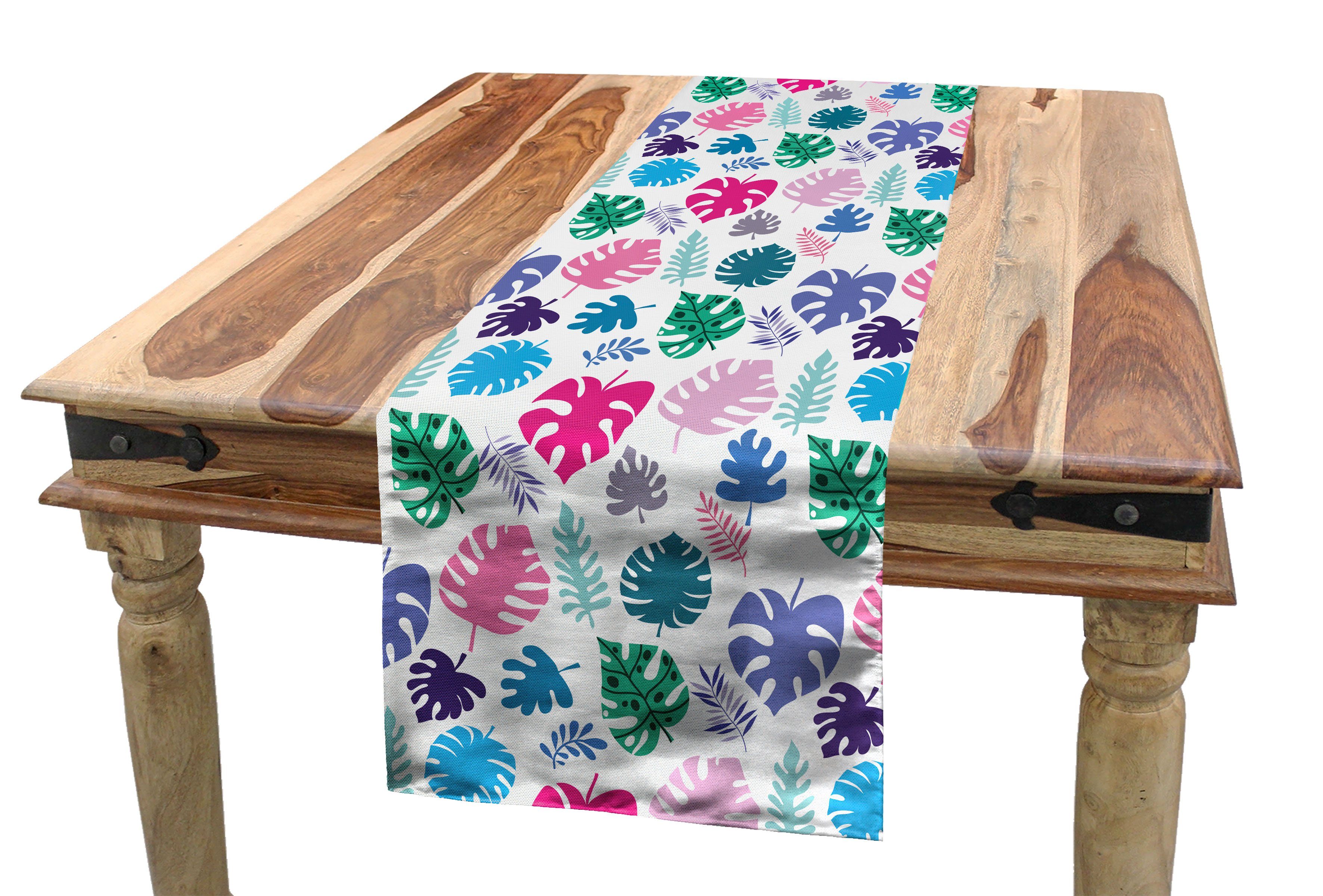 Abakuhaus Tischläufer Esszimmer Küche Rechteckiger Dekorativer Tischläufer, Hawaii Bunte Tropic Blätter Aloha
