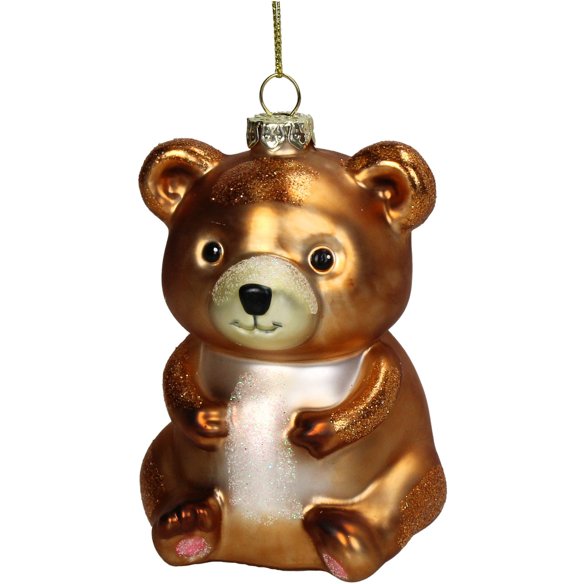 HD Collection Christbaumschmuck, Christbaumschmuck Glas 10,4cm Teddybär Figur Braun