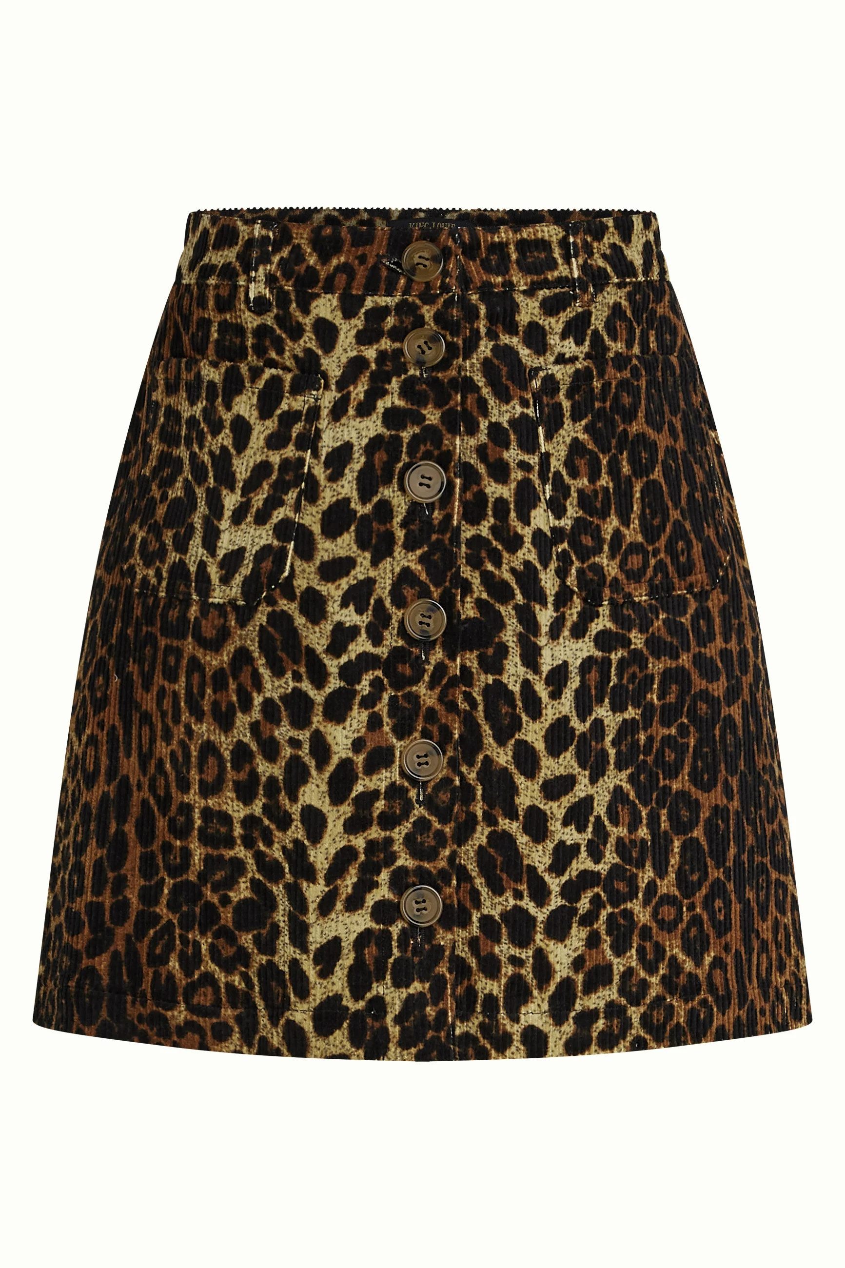 King Louie Cordrock Garbo Mini Skirt Fargo Cord - Minirock mit Leopardenmuster