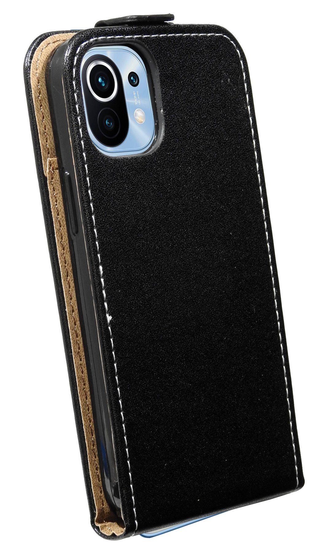 cofi1453 Handyhülle cofi1453® Flip Case kompatibel mit XIAOMI MI 11 Handy Tasche vertikal, Schutzhülle Handy Flip Cover Klapptasche Schwarz