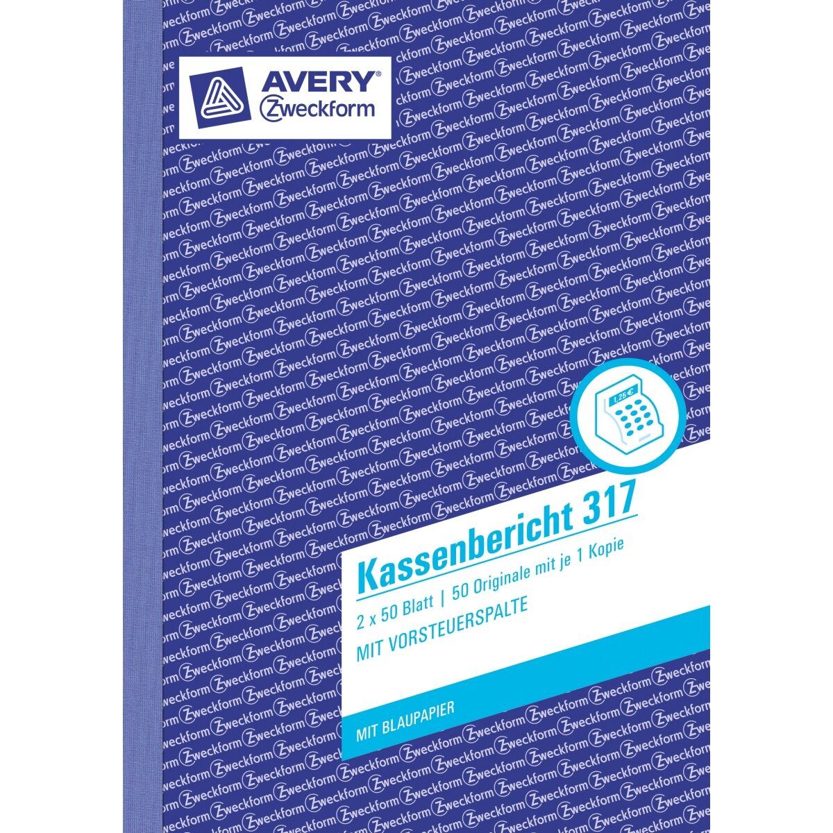 Avery Zweckform Formularblock Formularbuch Kassenbericht A5 vorgelocht 2x50 Blatt mit Ausfüllhilfe