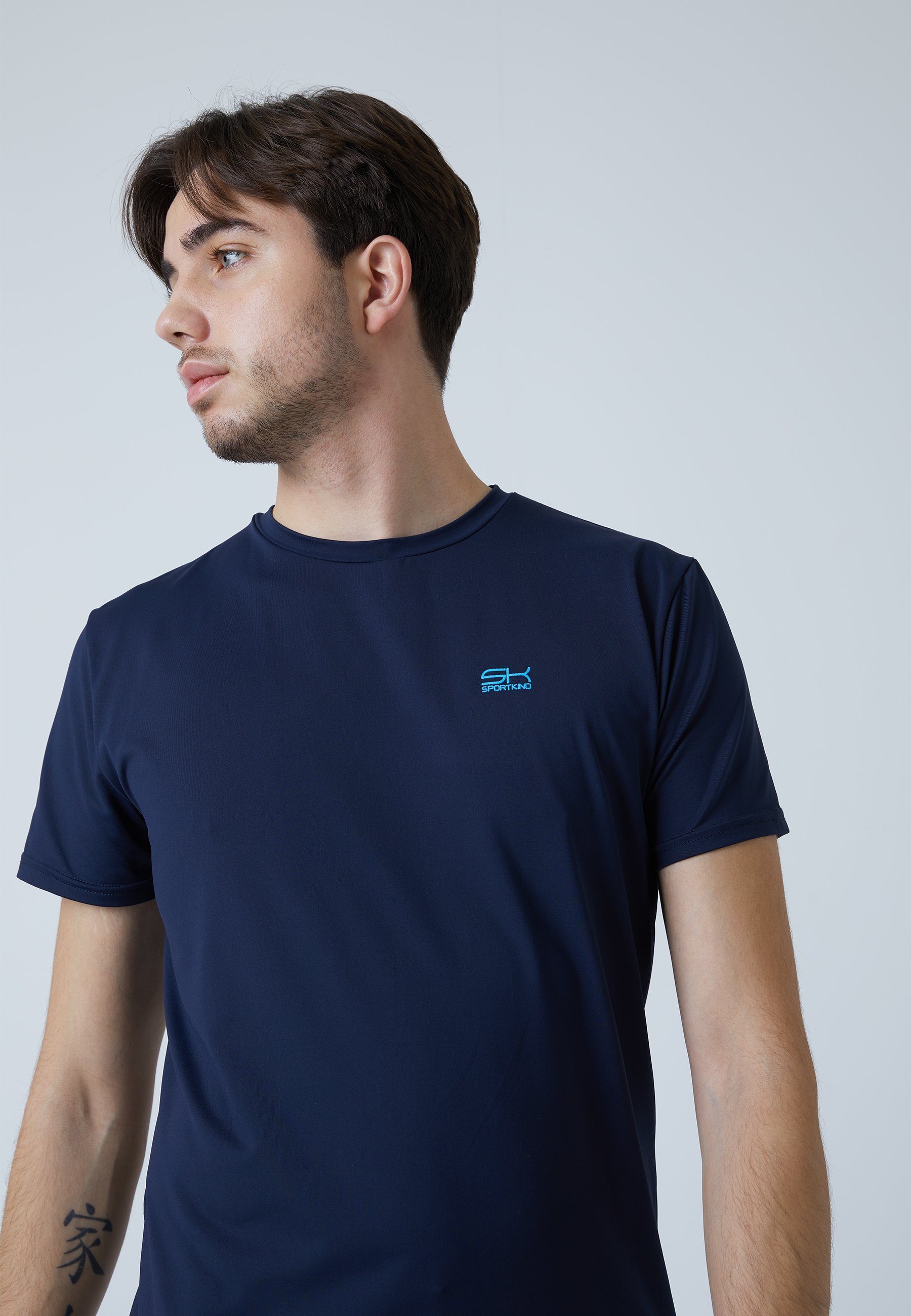 blau SPORTKIND navy Rundhals T-Shirt Jungen & Funktionsshirt Herren Tennis