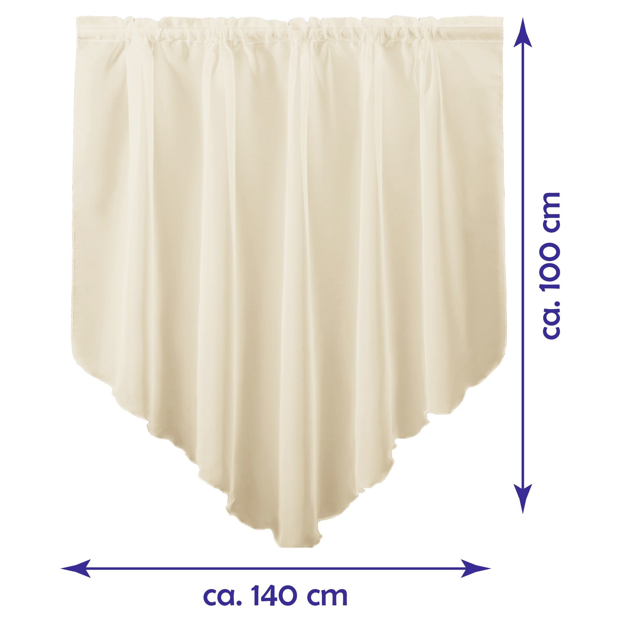 Arsvita Scheibengardine Zipfelgardine mit Tunnelzug, Stangendurchzug, transparent, Kurzgardine 140x100 cm - Bistrogardine, Panneaux Voile, Kurzstore – Bild 5 von 5