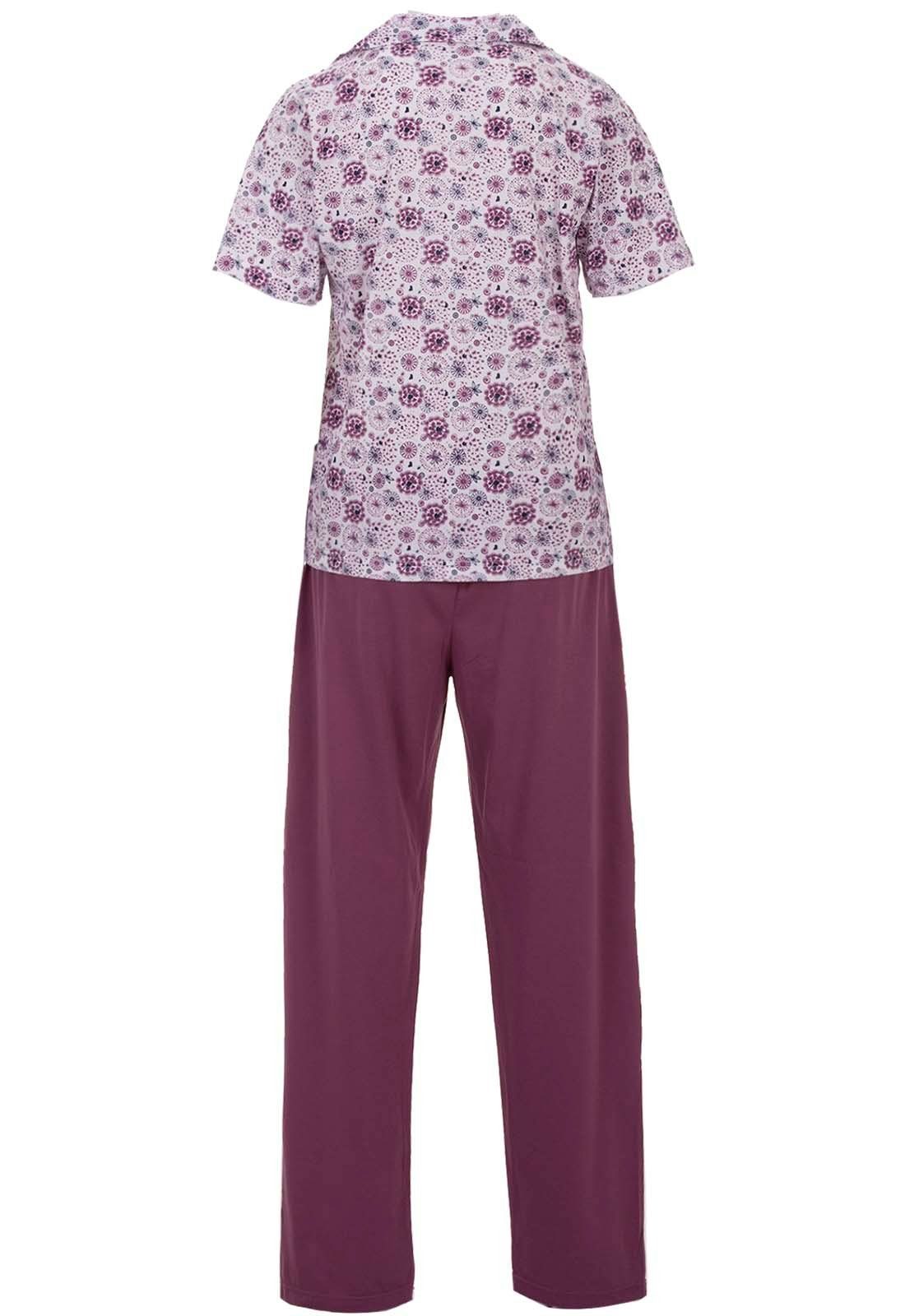 zeitlos Schlafanzug Pyjama Set Kurzarm Print Grafik altrosa 