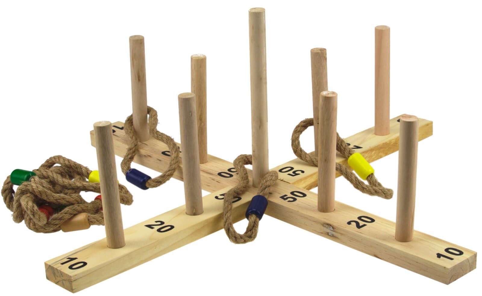 Alert Spielzeug-Gartenset XL Ringwurfspiel aus Holz, Kinder Wurfspiel Ringe werfen