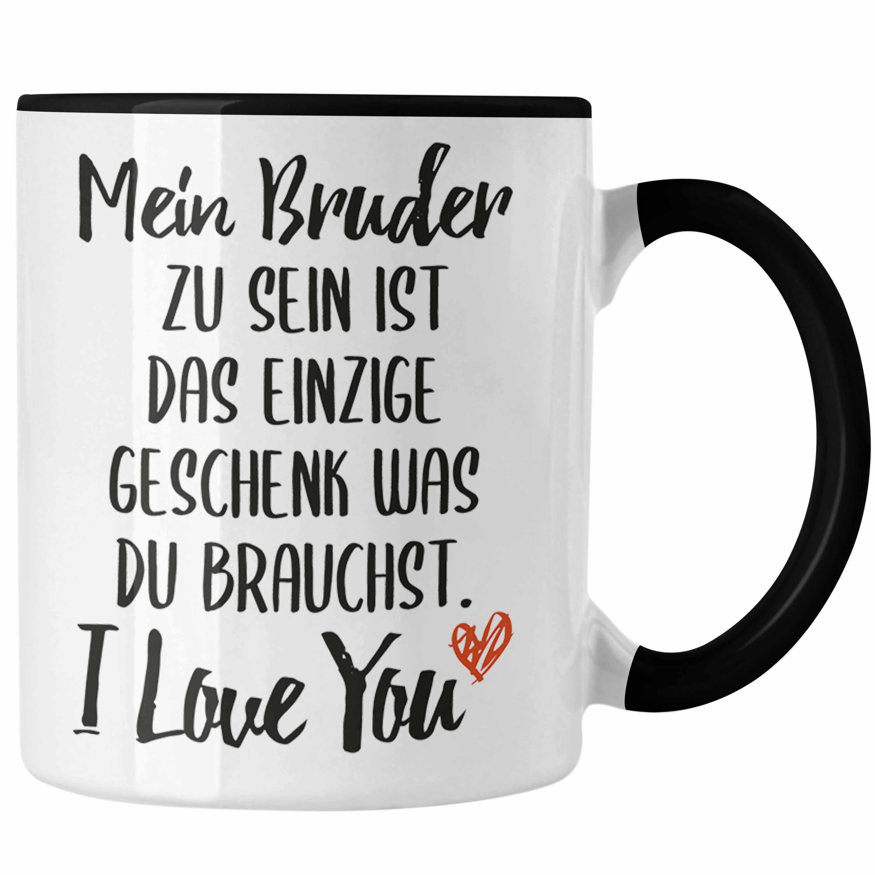 Trendation Tasse Trendation - Bruder Schwester Tasse Geschenk von Bruder Geschenkidee für Geschwister Kaffeetasse Schwarz