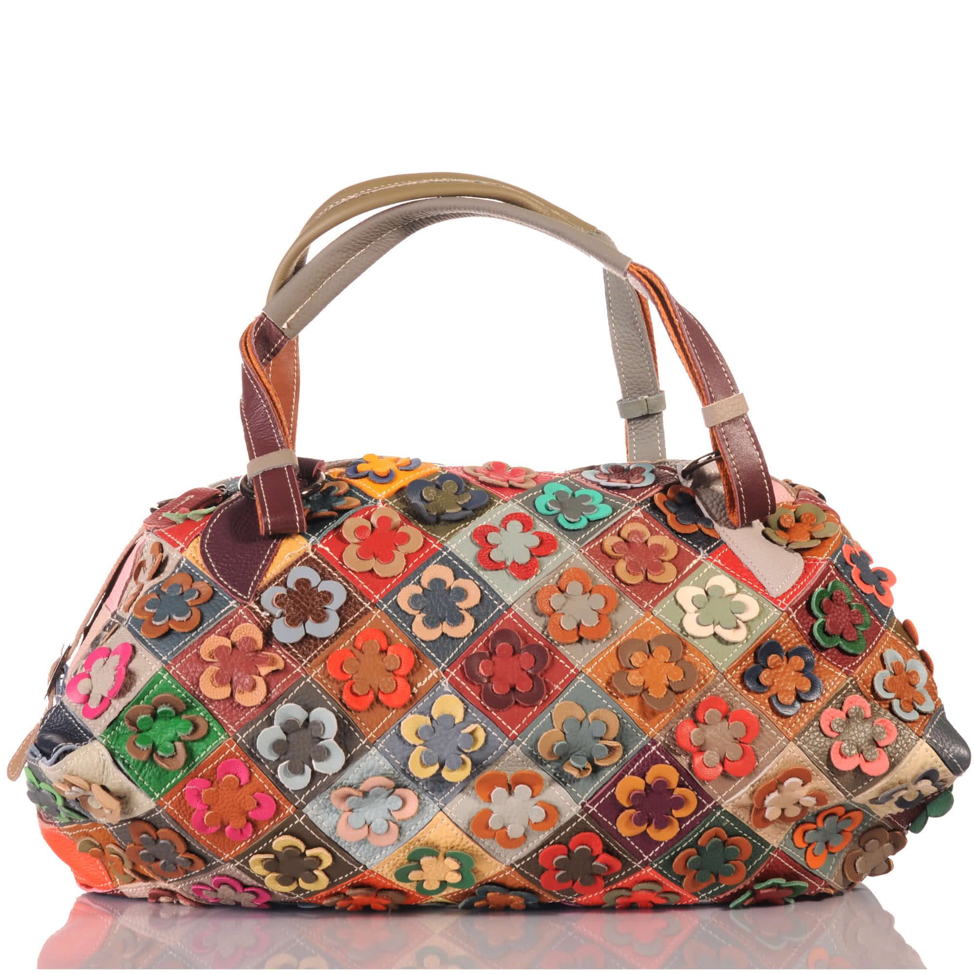 KMISSO Henkeltasche Damen Leder Patchwork Umhänge Henkel Schulter Tasche 30678 (1-tlg), im eleganten Look