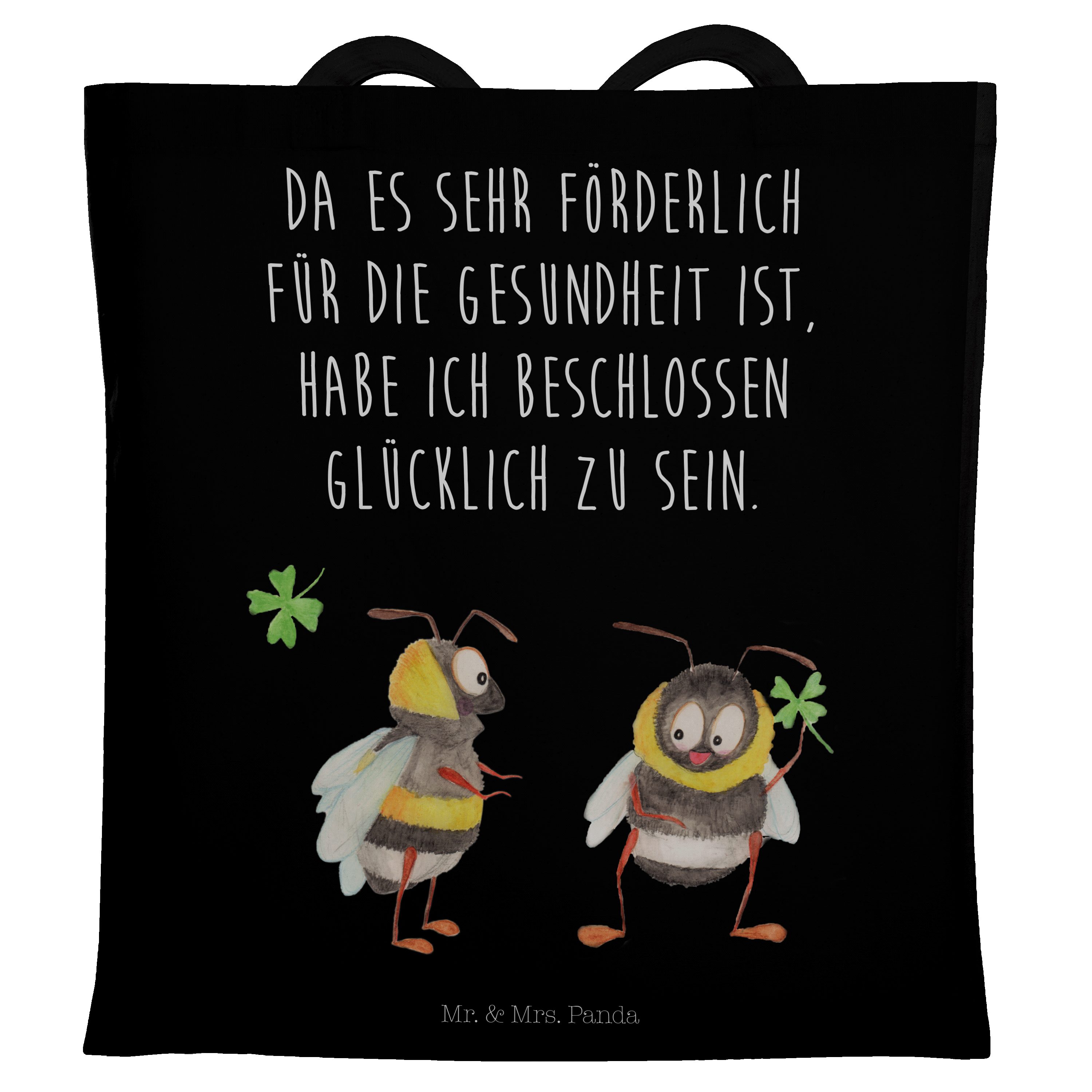 Schwarz (1-tlg) Mr. mit Tragetasche Geschenk, Kleeblatt Spruch - - Spr lustige Mrs. Hummeln schön, & Panda