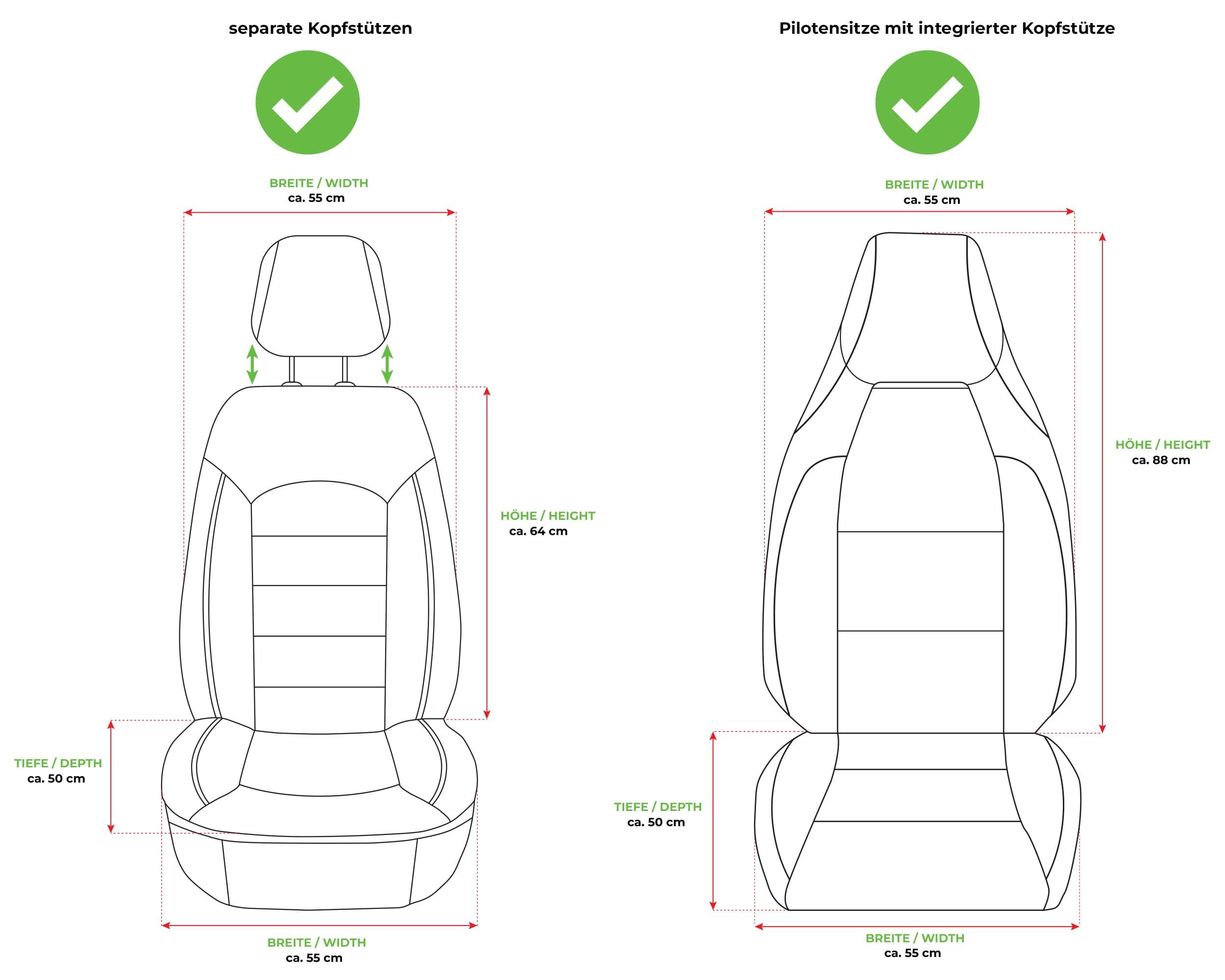 BREMER SITZBEZÜGE Autositzbezug für VW ID.3 Bj ab 2020 (PL408), Set, Schonbezüge Sitzbezüge Fahrer und Beifahrer, in Schwarz/Weiße Naht