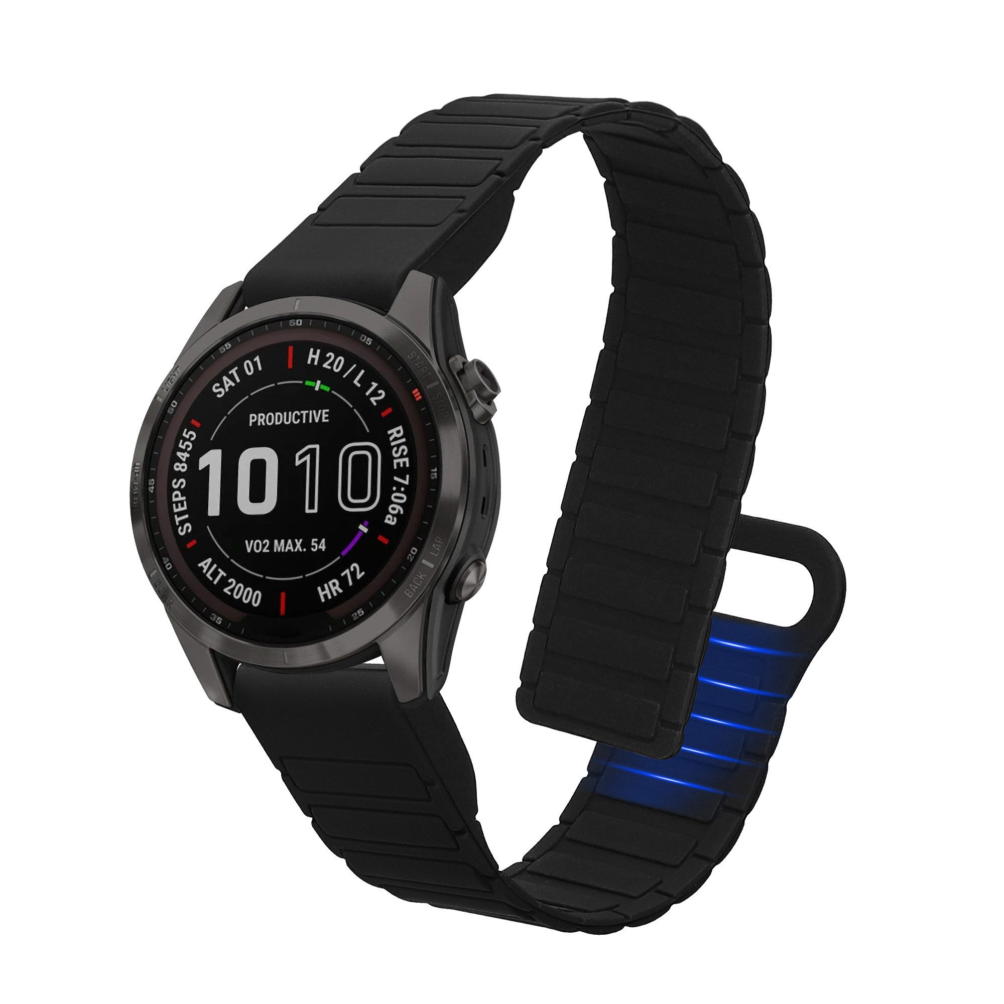 kwmobile Ersatzarmband für Garmin Fenix 8 43mm / Fenix 7S / 7S Pro / 7S Solor / Smartwatch, 1-tlg., Fitnesstracker Silikon Band mit Magnetverschluss