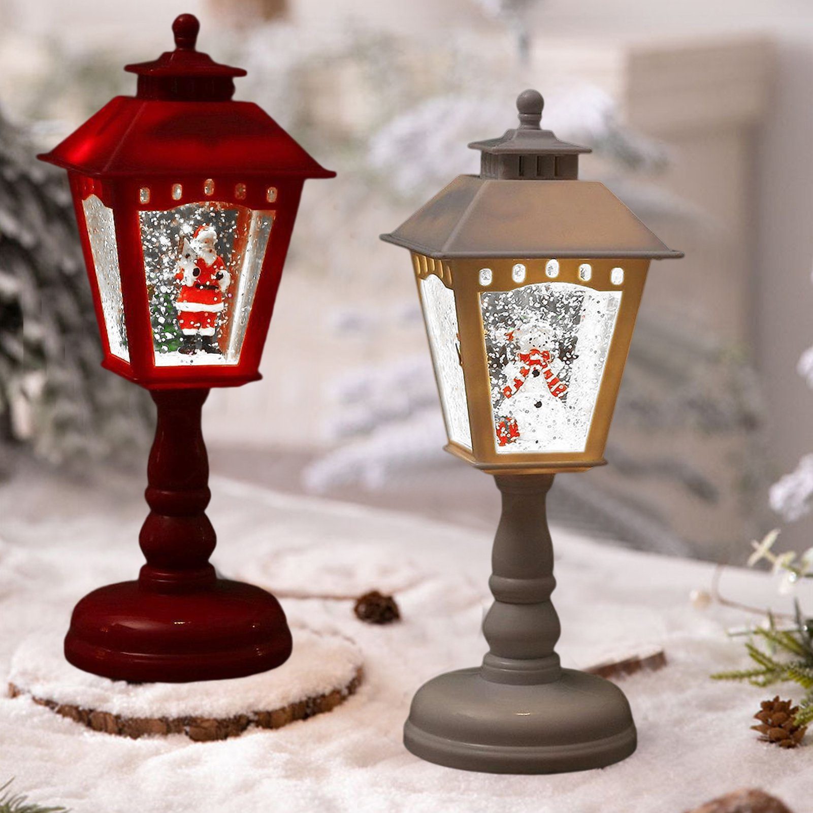 Weihnachtslaterne Rutaqian Lampe Rot wechselbar Dekoration Leuchte LED LED Weihnachtsdeko, Schreibtischlampe
