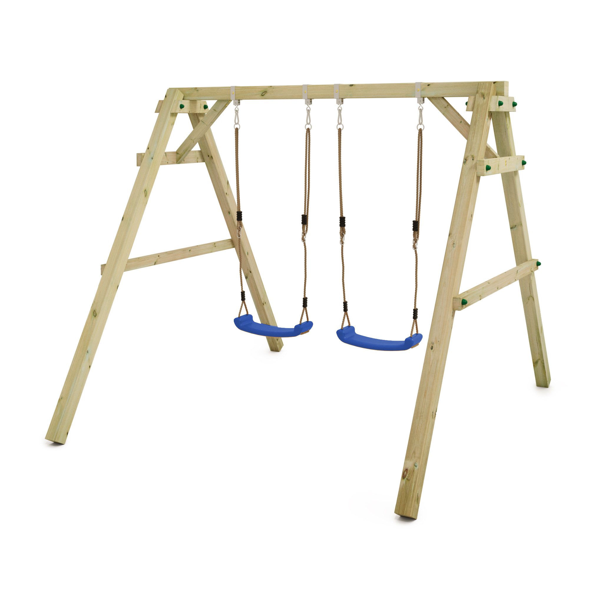 Wickey Doppelschaukel Sky Dancer Prime - Kinderschaukel mit Holzgestell & 2 Sitzen, (Gartenschaukel - Kompakte Maße – passt in viele Gärten, Fördert Motorik & Teamspiel - Ideal für kreative & aktive Spielideen), Massives, wetterfestes Holzgestell mit 10-Jahren Garantie*