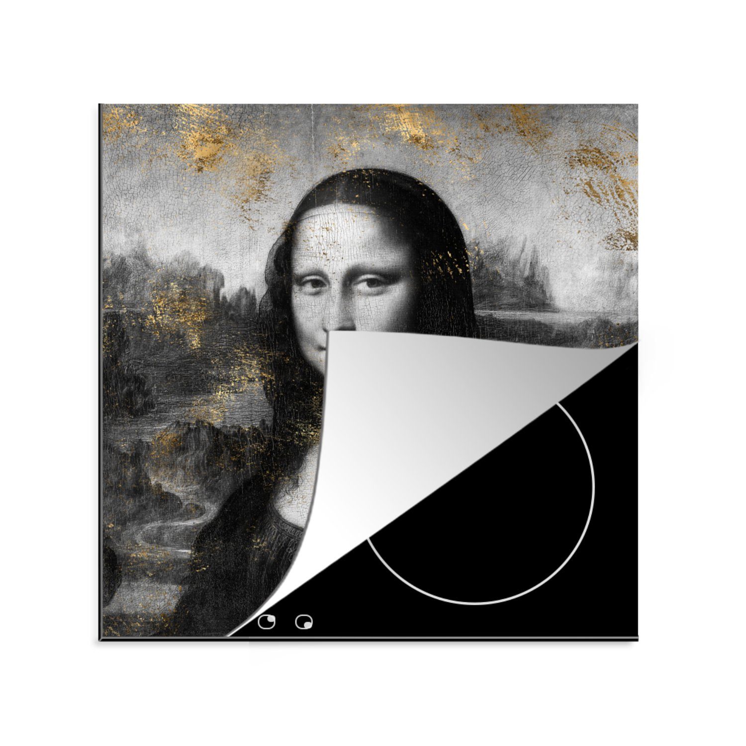 tlg), Leonardo für Herdblende-/Abdeckplatte Mona Vinyl, Ceranfeldabdeckung, 78x78 Arbeitsplatte Kunst, - küche (1 cm, Vinci Lisa MuchoWow - da