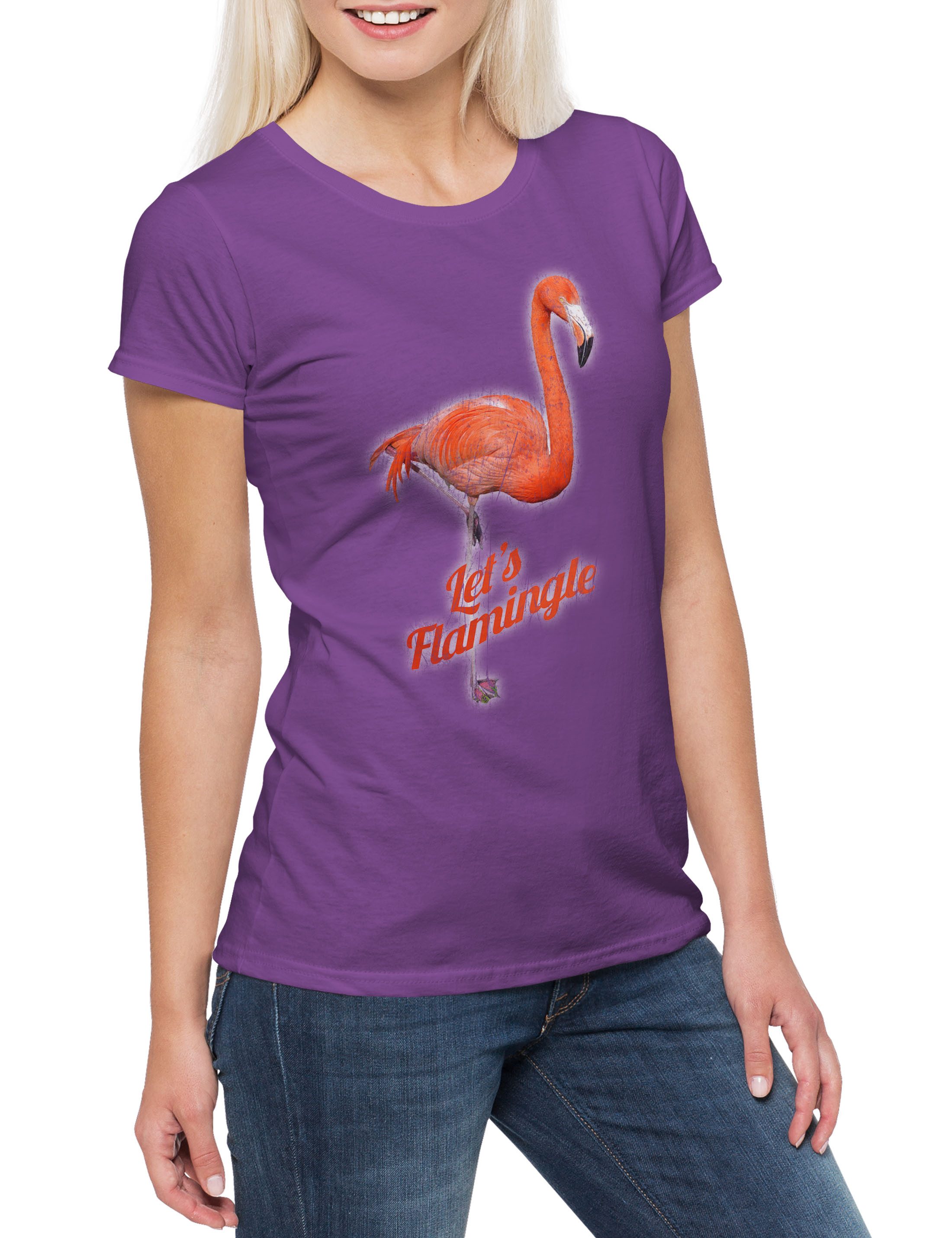 Urban Backwoods Print-Shirt Let's Flamingle Damen T-Shirt Flamingo Unicorn Vogel Einhorn (1-tlg) Prinzessin Princess Flamingos Animal