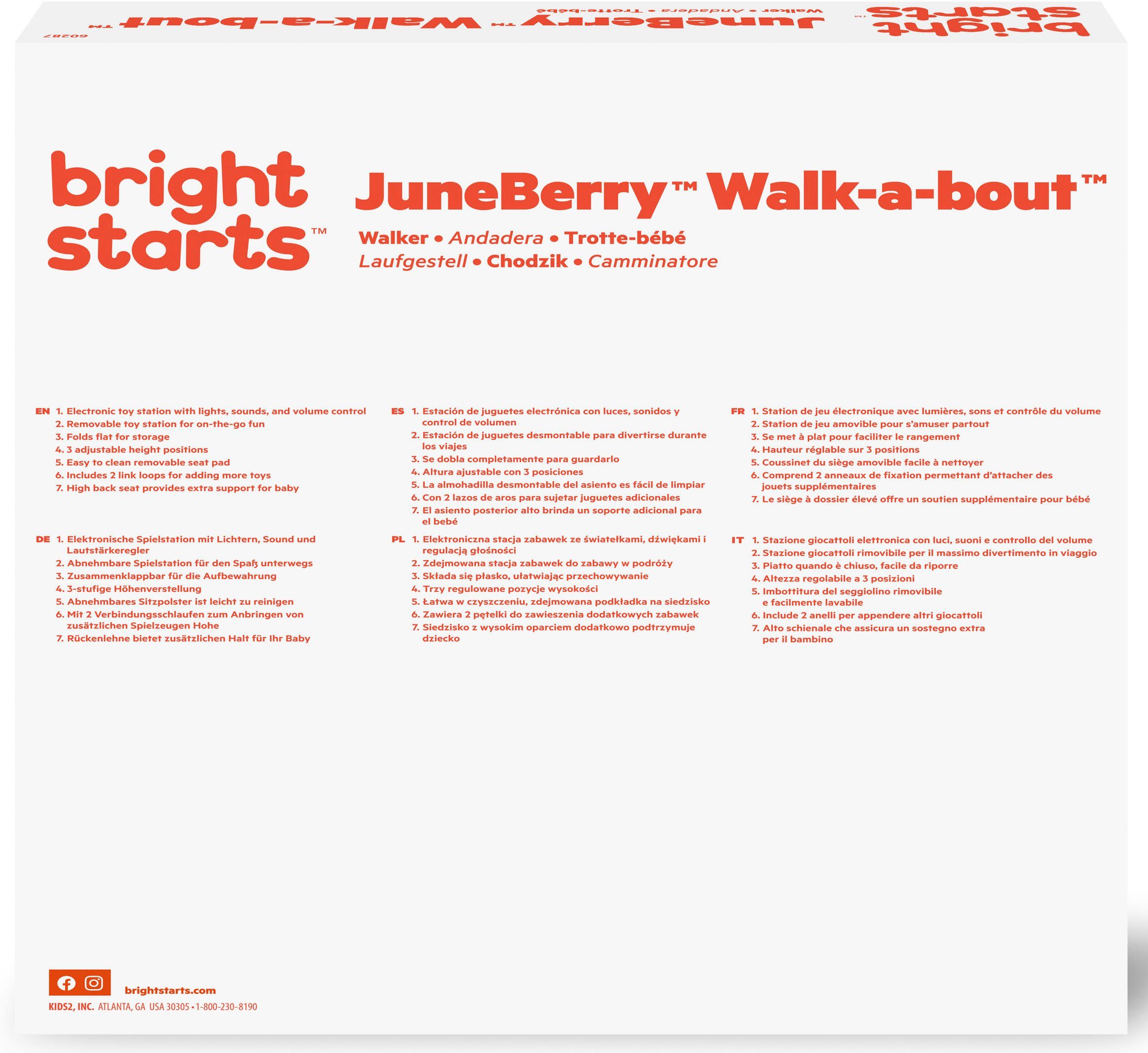 Bright Starts und JuneBerry Sound Walk-a-bout™, Licht Lauflernhilfe mit