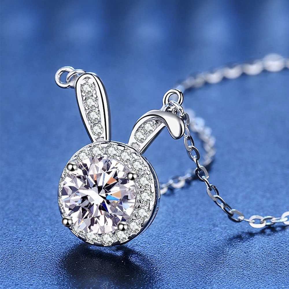 LAKKEC Charm-Kette Silberkette Kaninchen mit Diamanten Damen Kette hängend Mode