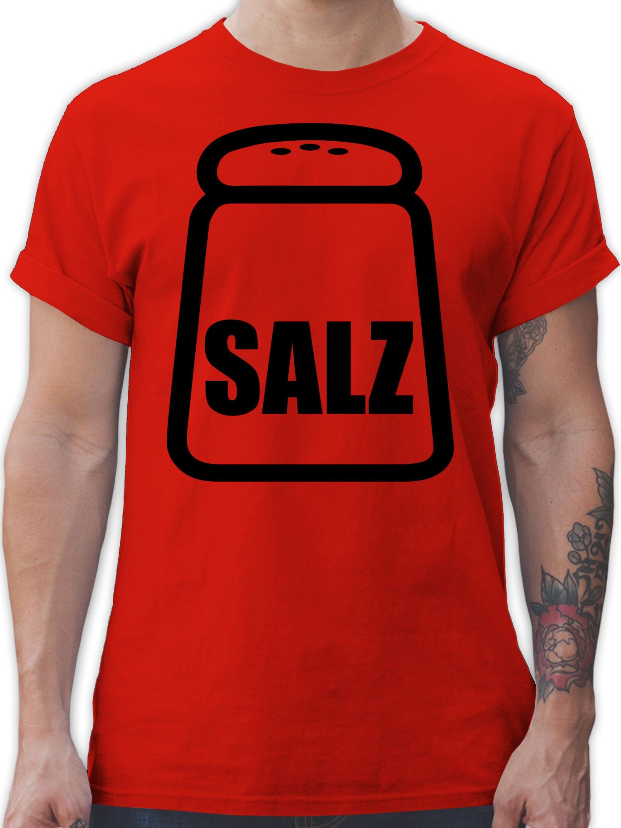 Shirtracer T-Shirt Salz Karneval Kostüm Karneval Outfit 2 Rot