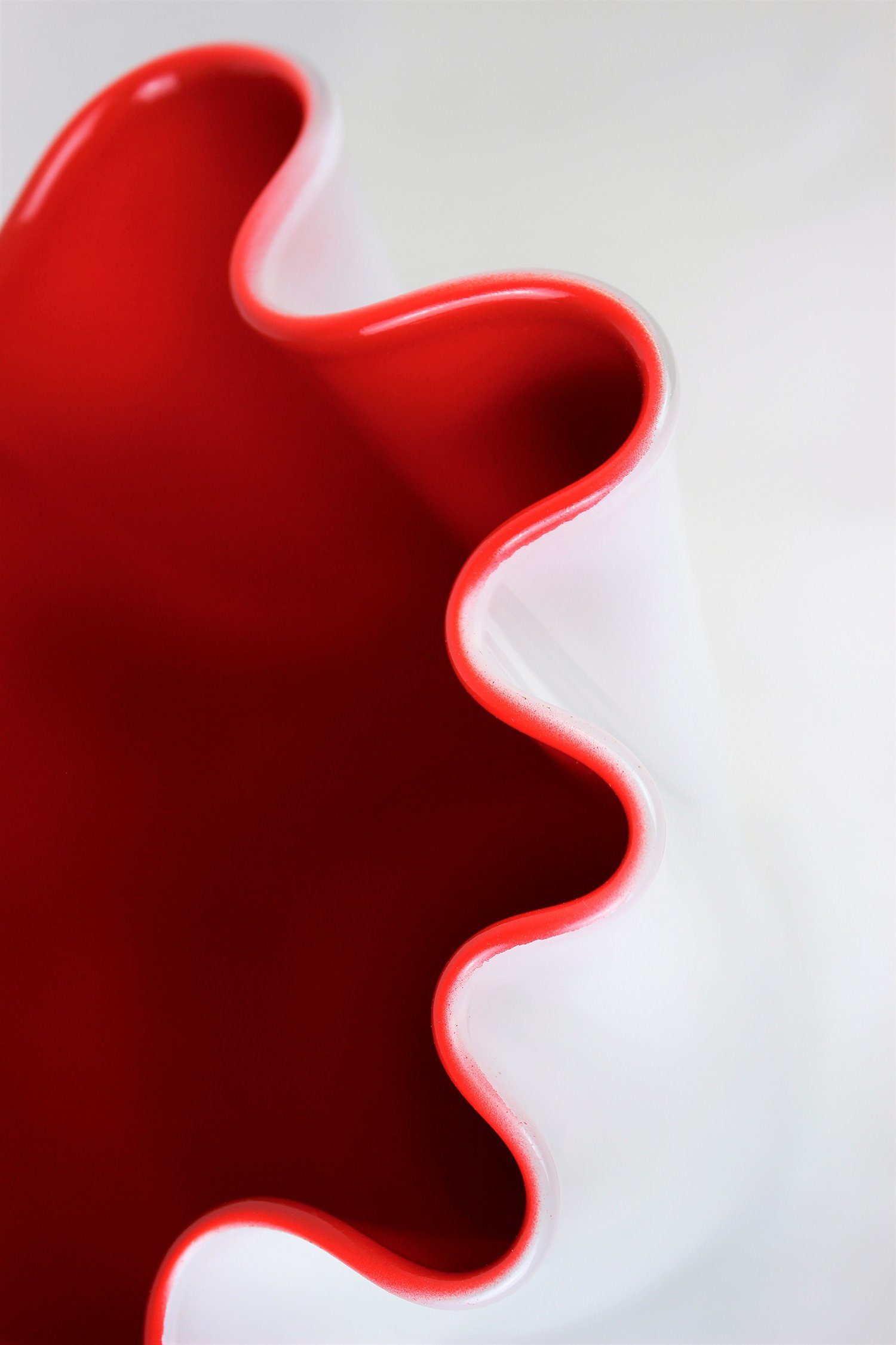 (1 Stück, Glasvase x Handgefertigt 21 x Home Signature in 21 Collection Europa, in weiß Glasvase), cm Glasvase 1x zweifarbig mundgeblasene Tischvase Premiumqualität - 30 rot Tischvase gewellt