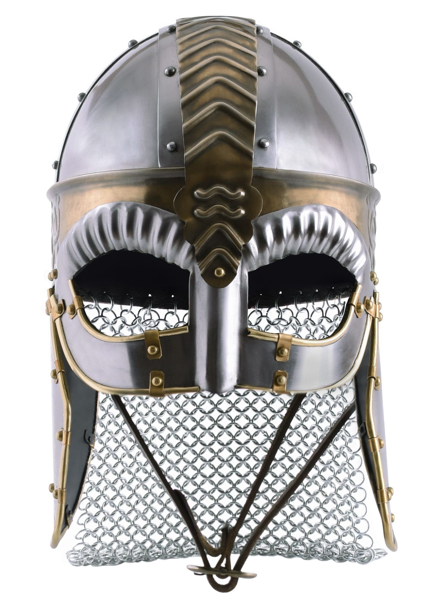 Ritter-Kostüm Brillenhelm Beowulf mit Wangenklappen und Kettenbrünne