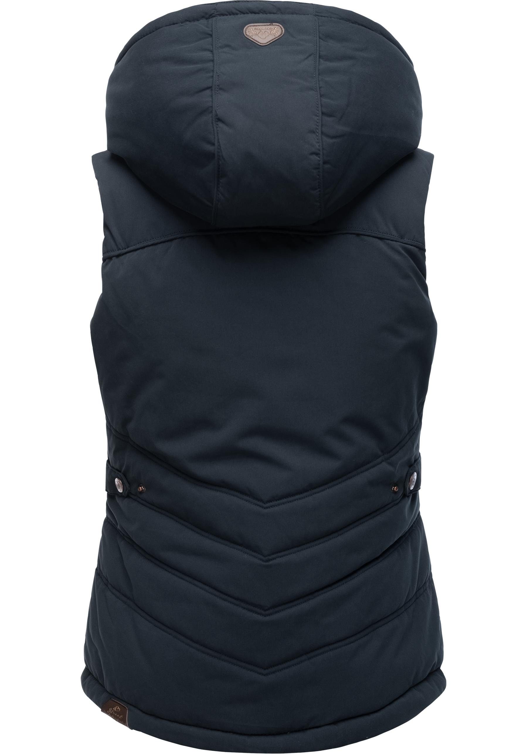 Ragwear Steppweste Hesty Wasserdichte Outdoor-Weste mit abnehmbarer Kapuze