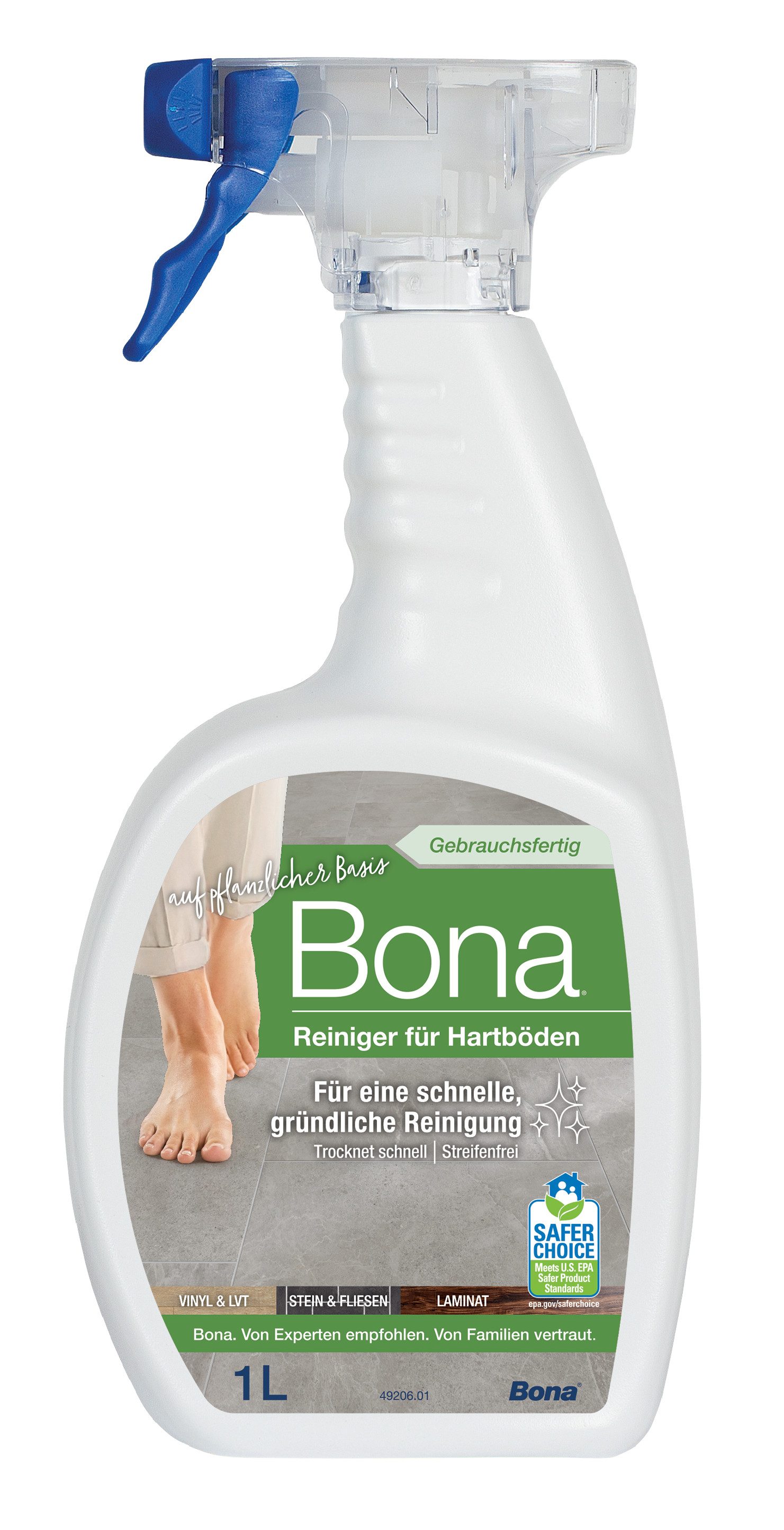Bona Stein-, Fliesen- und Laminatreiniger 1 L Sprühflasche Fussbodenreiniger (1-St. für alle Hartböden geeignet)