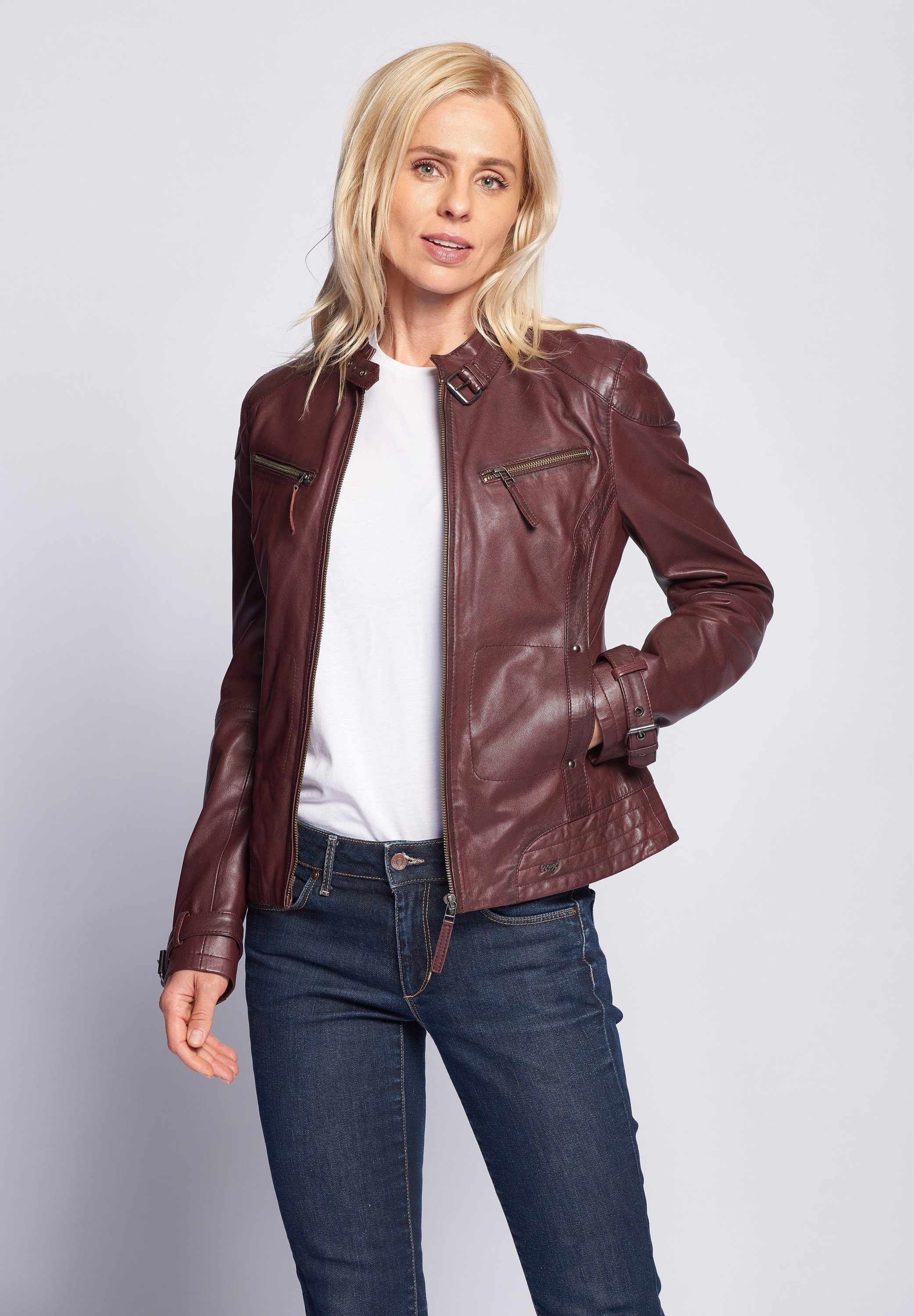 mahagony 31Ryana Lederjacke Maze