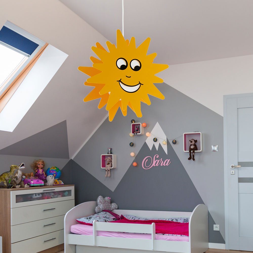 Pendelleuchte Sonne inklusive, LED Hängeleuchte Kinderzimmer Kinderleuchte Leuchtmittel Sonne Warmweiß, Pendelleuchte, Farbwechsel, etc-shop