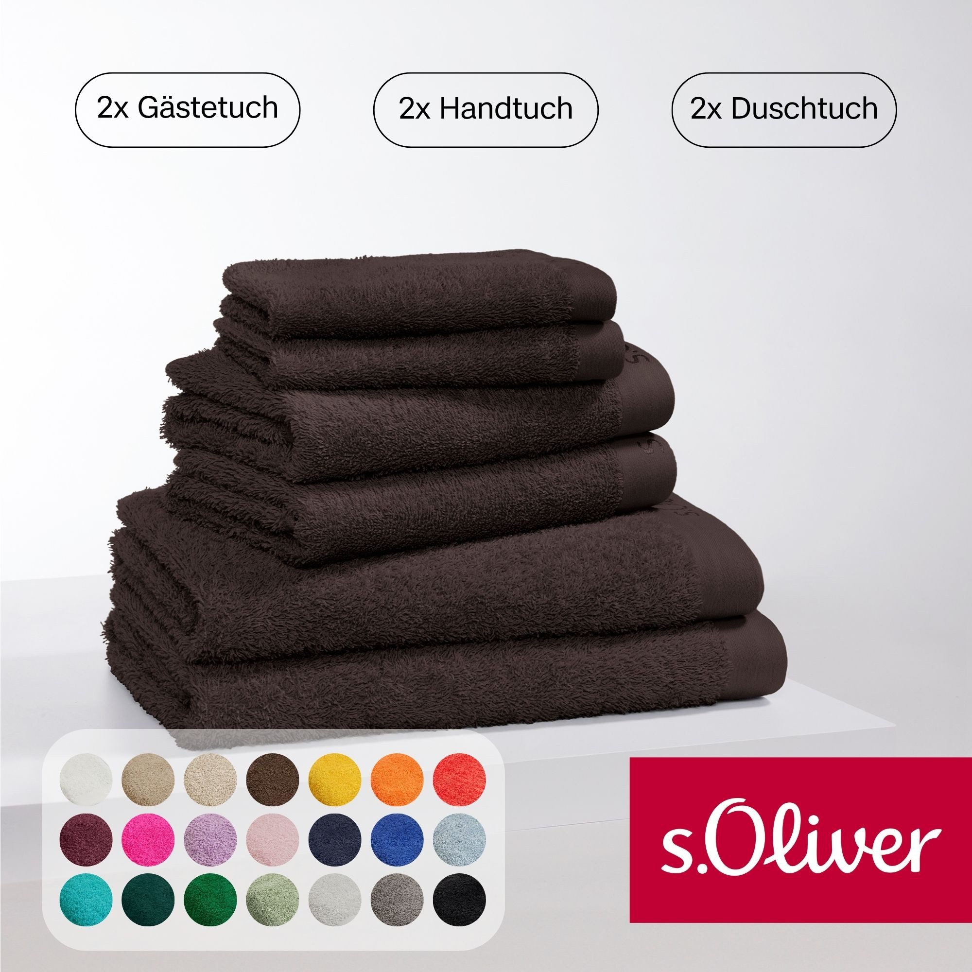 s.Oliver Handtuch Set s.Oliver, Premium Qualität, 600 gr/m², Walkfrottier (Set, 6-St), 2 Gästetücher 30x50, 2 Handtücher 50x100, 2 Duschtücher 70x140