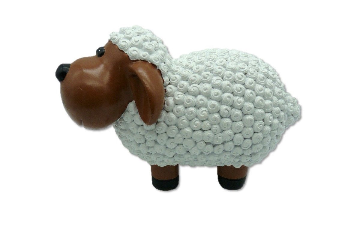 Geschenkestadl Tierfigur Schaf aus Polystein Dekoration – Weiß oder Grün 23 cm, detailreich verarbeitet