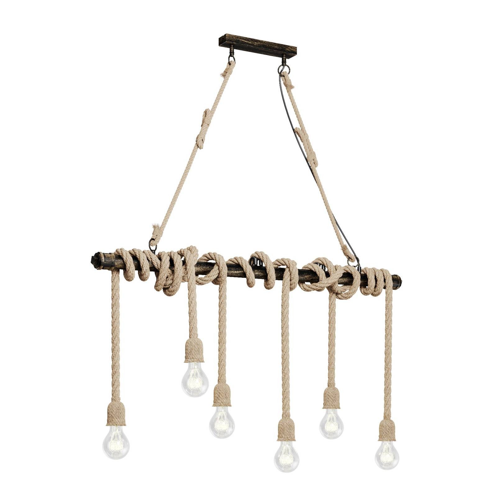 Lindby Hängeleuchte Hajo, LED, Metall, Braun IP20, 6 x 15 W LED