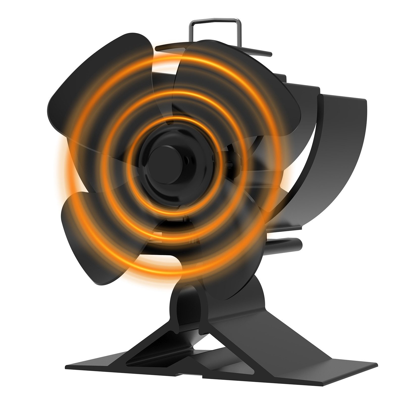 SunJas Kaminventilator 4 Flügel Ofenventilator Ohne Strom, Wärmebetriebener, Leiser, Mini Kaminlüfter,Umweltfreundlich für Pellet/Holzbrenner/Kamin