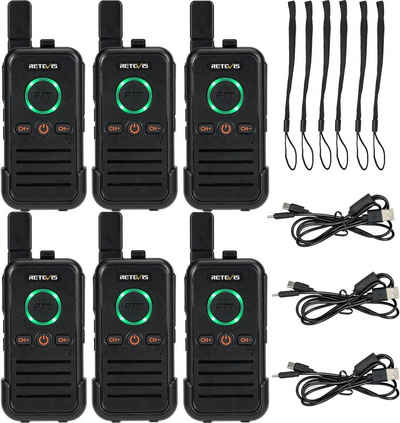 Retevis Walkie Talkie RB645,Dual PTT PMR446 Tragbare 2 Wege Radio,VOX, für Restaurant(6 STK), 1100-mAh USB-C Wiederaufladbare Walkie Talkie Freisprecheinrichtung