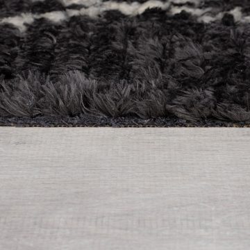 Teppich Eleganter SWALE JUNE Teppich, Schwarz-Weiß mit Fransen, KADIMA DESIGN, Rechteckig, Höhe: 20 mm