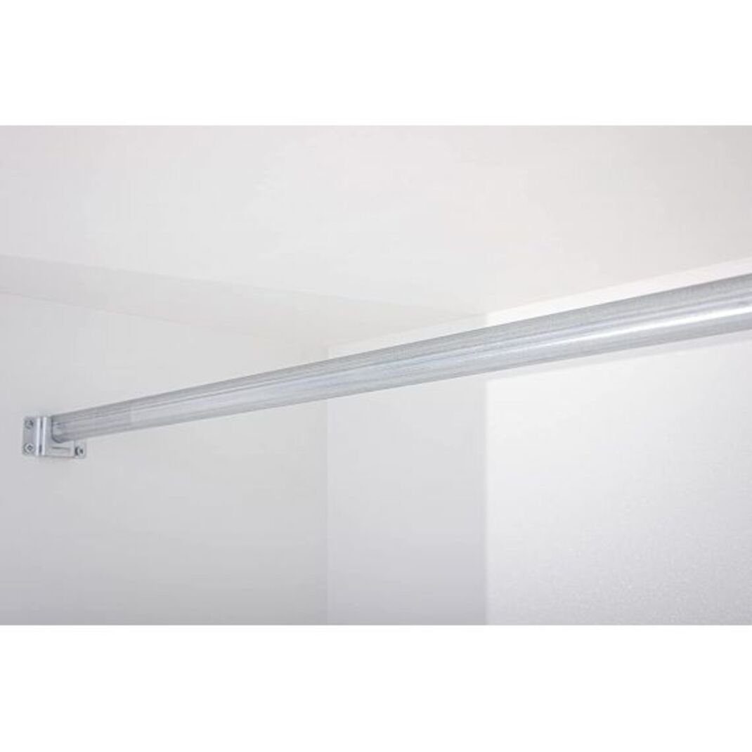 MOEBLO Kleiderschrank ALFA (Schwebetürenschrank 2-türig Schrank Garderobe Schiebtüren Schlafzimmer, Dekorative Aluminiumleisten, Kleiderstange und Regale) (BxHxT):233x218x61cm