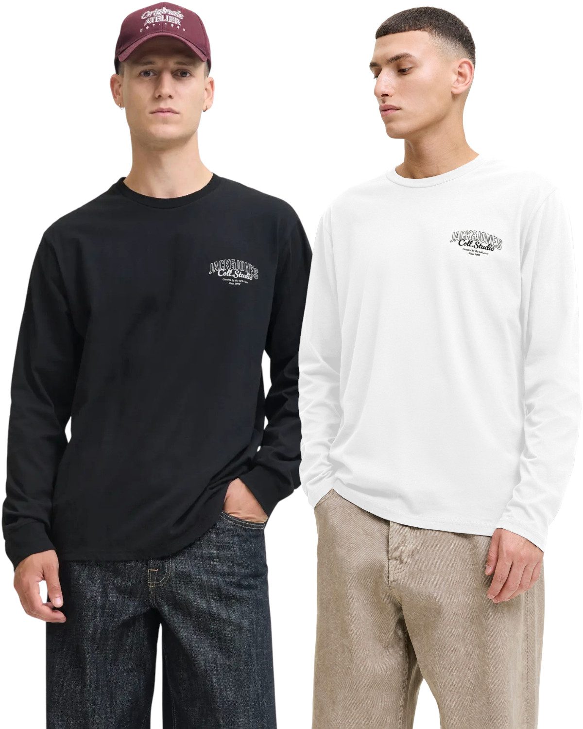 Jack & Jones Langarmshirt (Spar-Set, 2er-Pack) basic Regular Shirt mit Prin günstig online kaufen